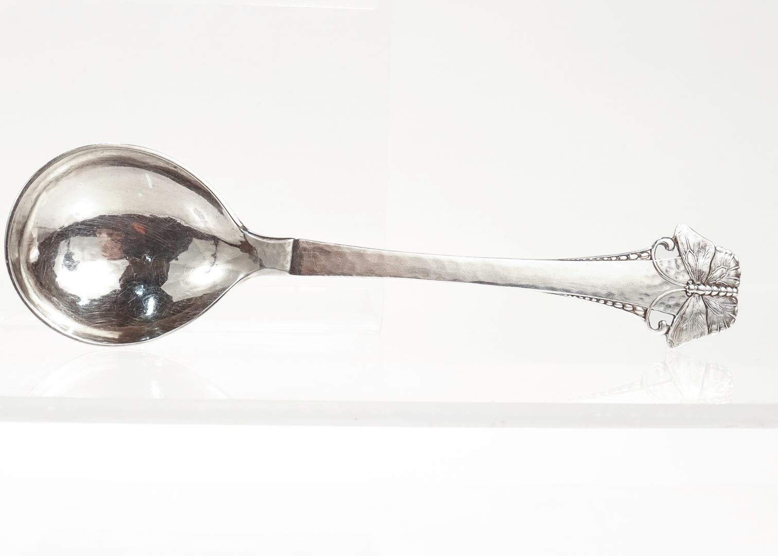 Danish Silver Butterfly Sommerflugl Art Nouveau Dinner Spoon by Frigast For Sale 2