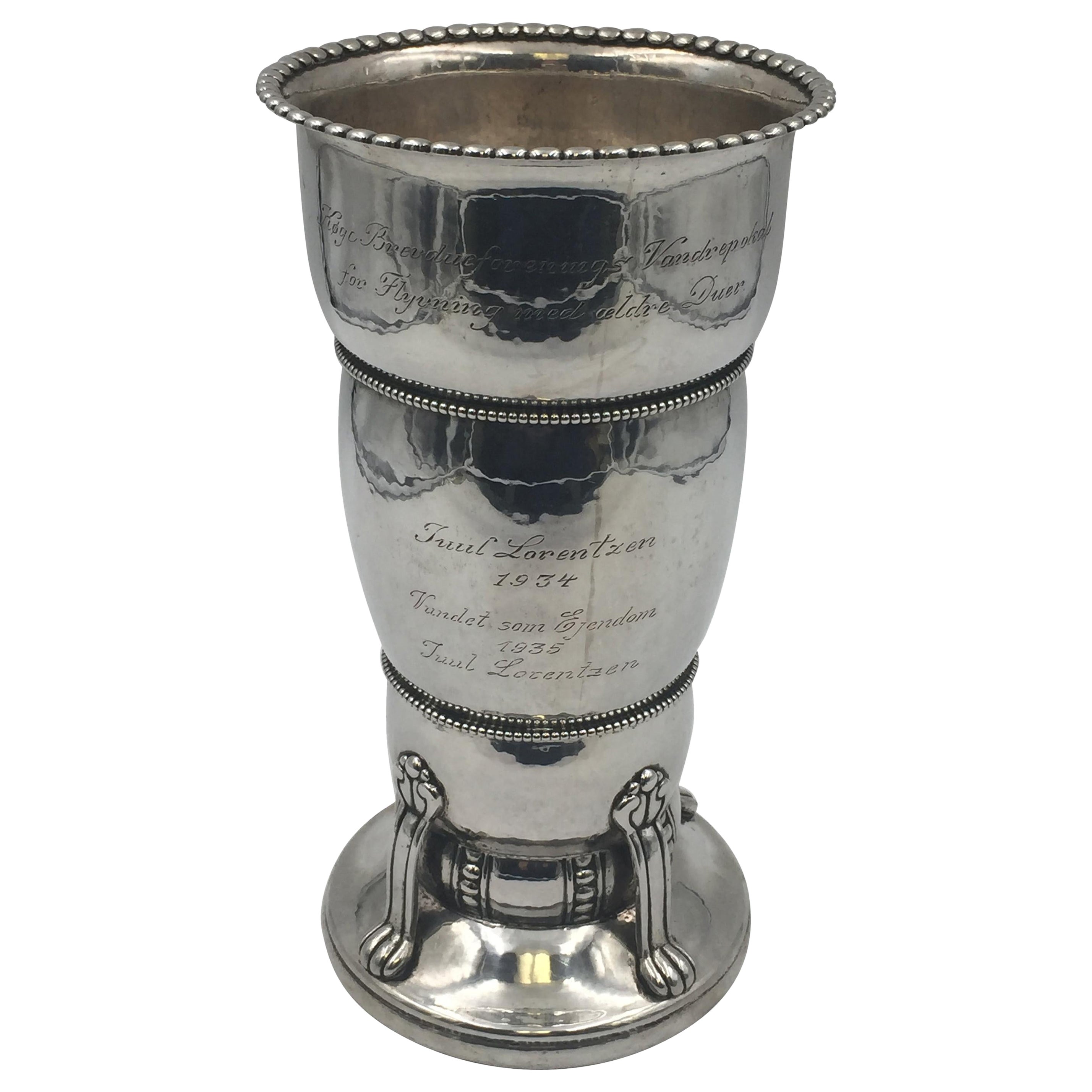 Danish Silver Hand Hammered Vase by C. Heise