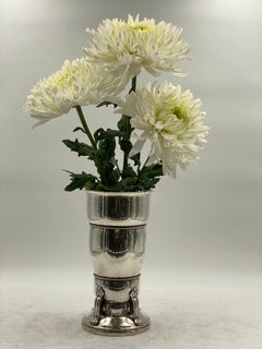 Danish Silver Hand Hammered Vase by C. Heise
