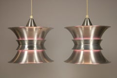 Danish Silver & Purple Metal Pendant Lamps by Bent Nordsted for Lyskær Belysning