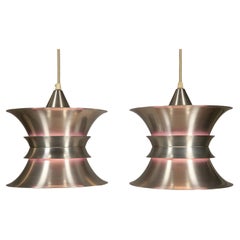 Lampes pendantes danoises en métal argenté et violet par Bent Nordsted pour Lyskær Belysning