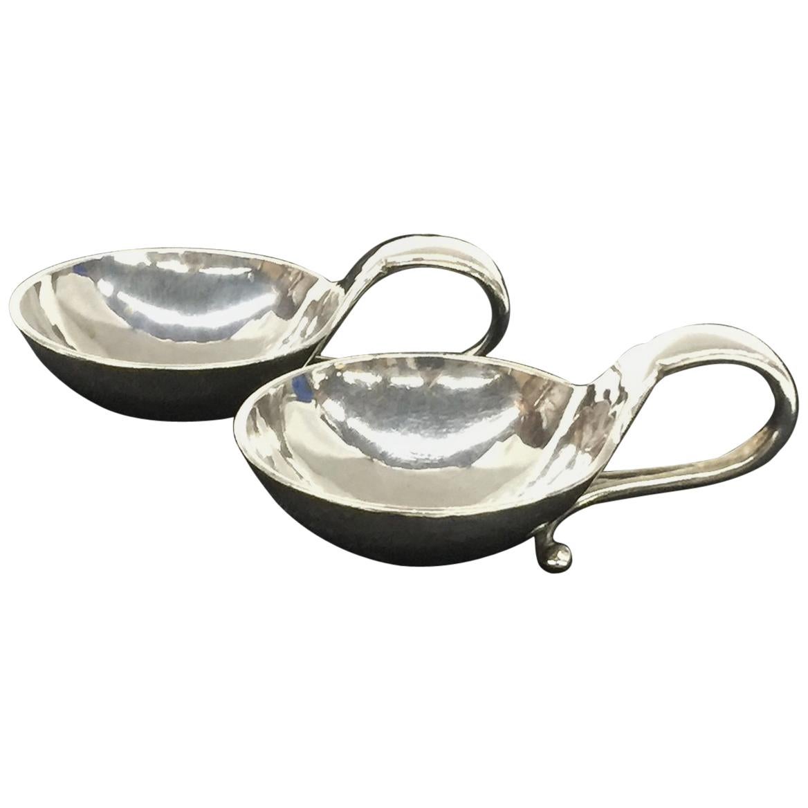 Danish silver salt cellars by Georg Jensen, model #110, 1915-1930