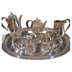 Used Danish Silver Tea Set with Tray