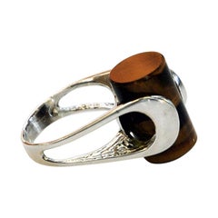 Danish Silverring with a Brown Cylinder Stone by Henning Ulrichsen, 1970s