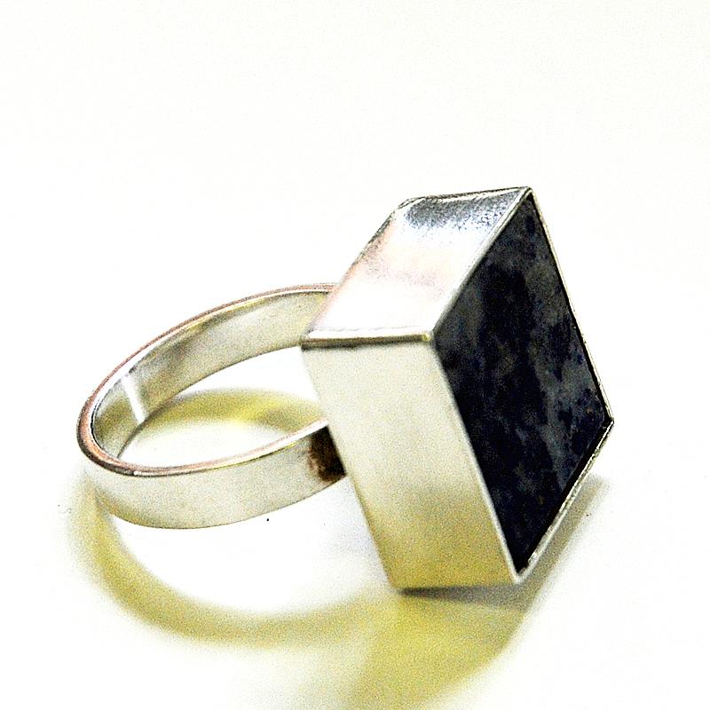 Late 20th Century Danish Silverring with Lapis Lazuli Stone by Brdr. Bjerring, 1970s For Sale
