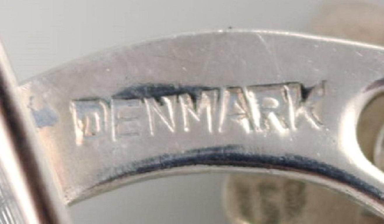 Paire de boutons de manchette modernistes en argent sterling de l'orfèvrerie danoise, années 1960-1970 en vente 1