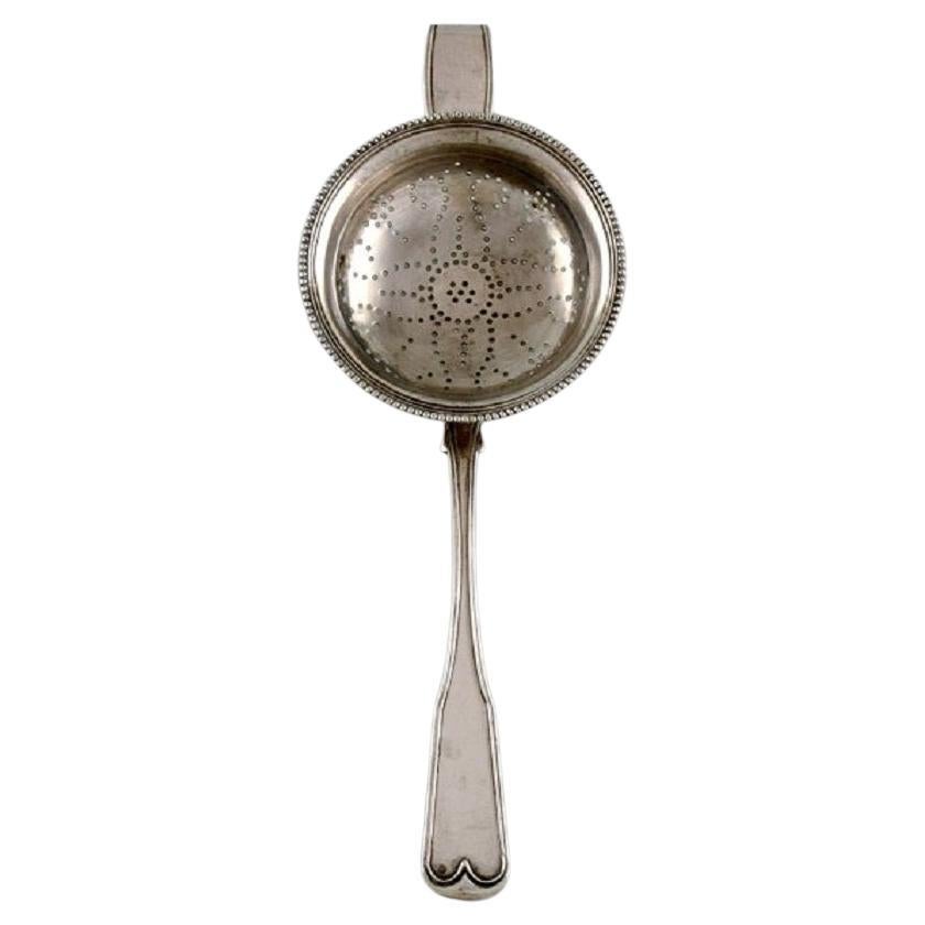 Danish Silversmith, Antique Silver Tea Strainer, Dated 1852 For Sale