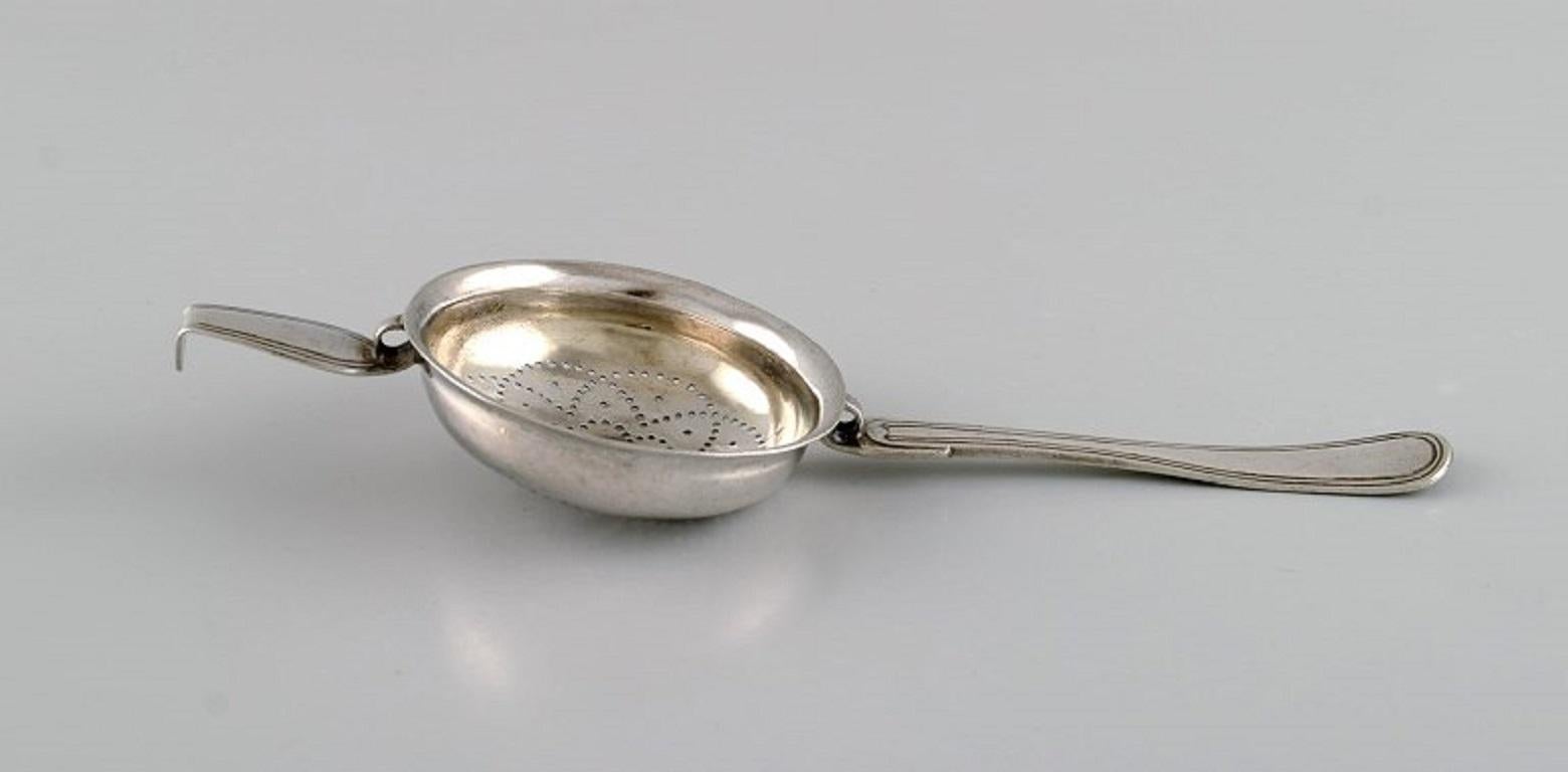 Late 19th Century Danish Silversmith, Antique Silver Tea Strainer, Dated 1874 For Sale