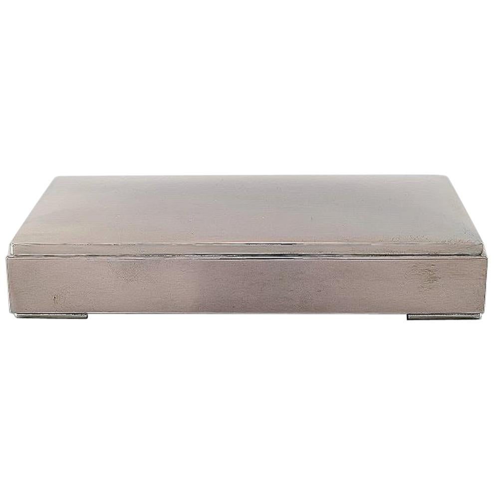 Danish Silversmith, Art Deco Jewelry Box in Silver with Cedar Inlay