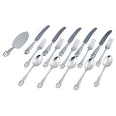 Dänischer Silberschmied, komplettes Mittagessenservice für fünf Personen. Insgesamt 16 Pieces