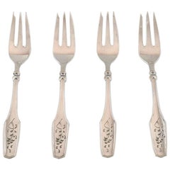 Danish Silversmith, Set of 4 Cake Forks in Silver, 1930