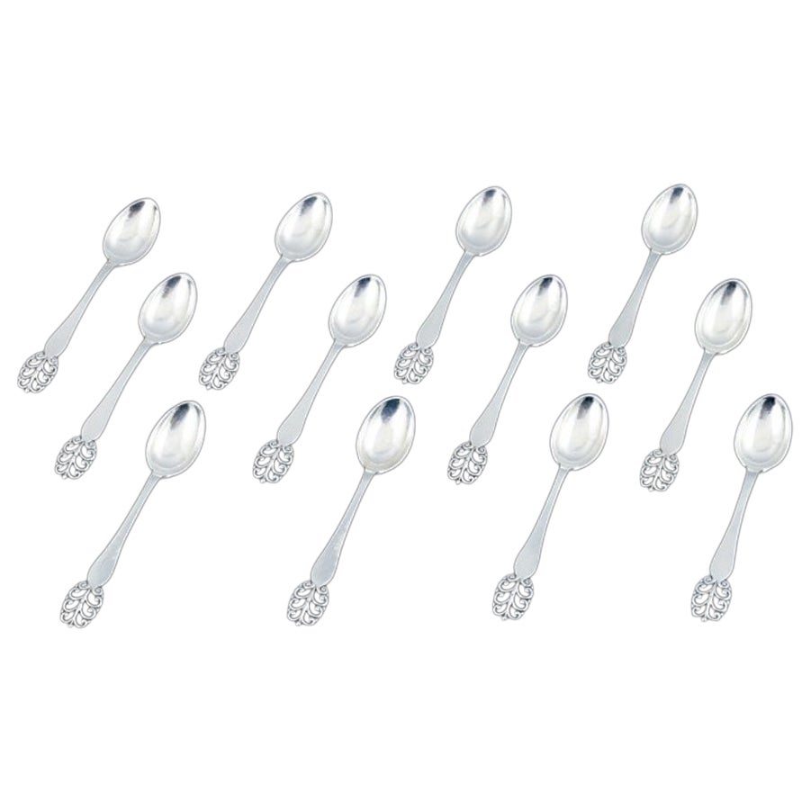 Danish Silversmith, Twelve Teaspoons, Danish 830 Silver, 1930s-1940s