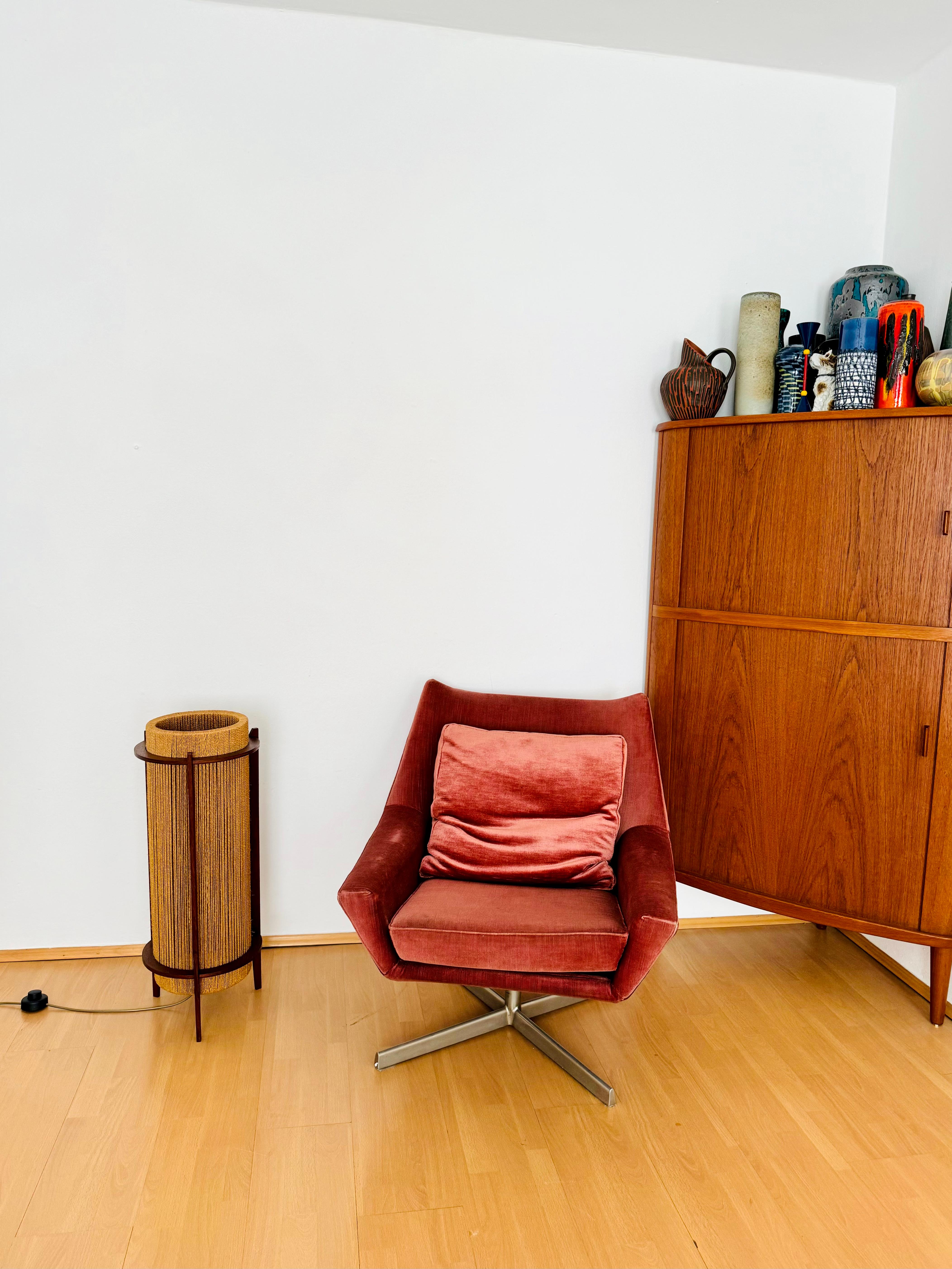 Danish Sisal and Teak Floor or Table Lamp by Ib Fabiansen for Fog and Morup For Sale 4
