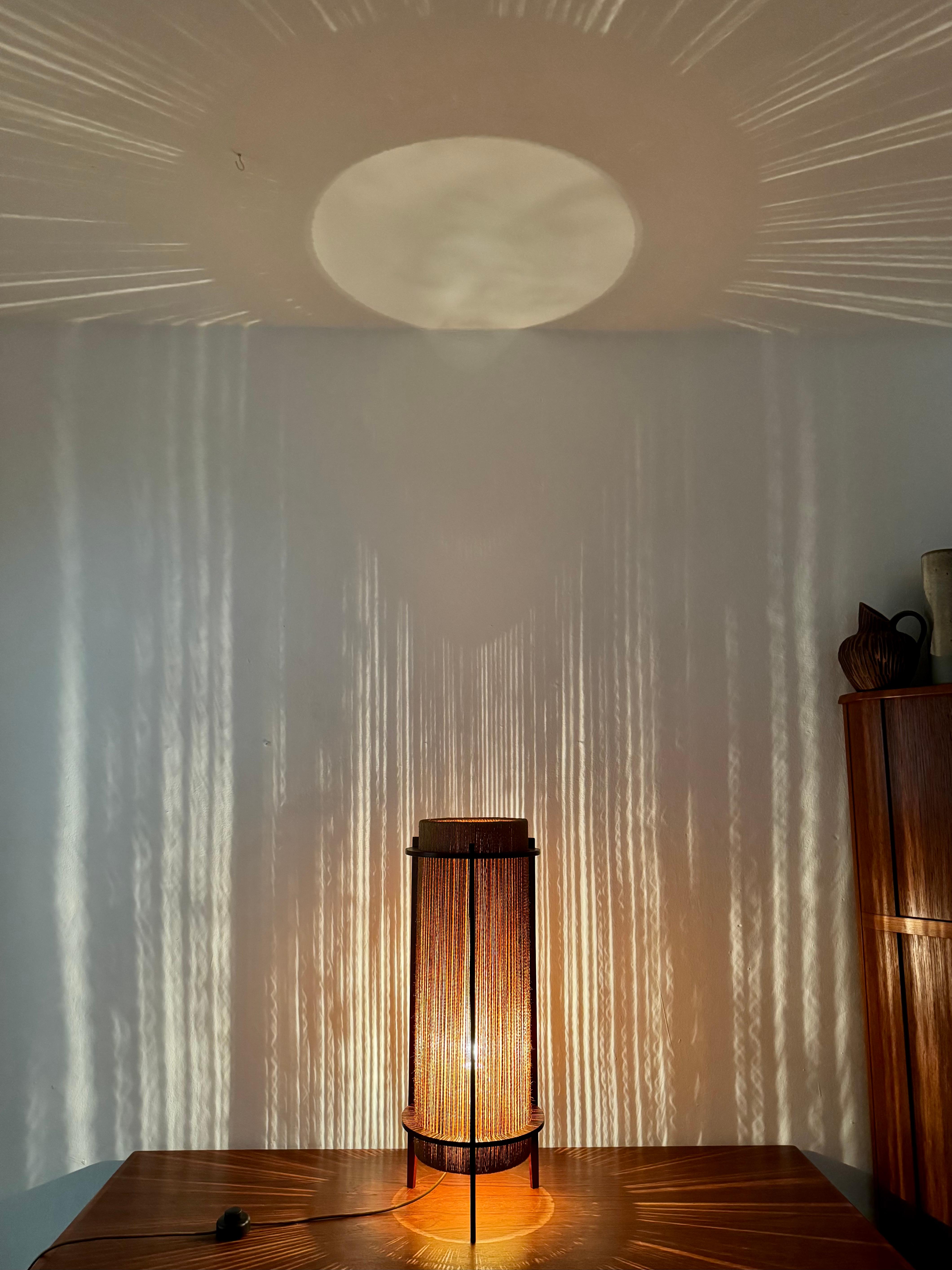 Danish Sisal and Teak Floor or Table Lamp by Ib Fabiansen for Fog and Morup For Sale 5