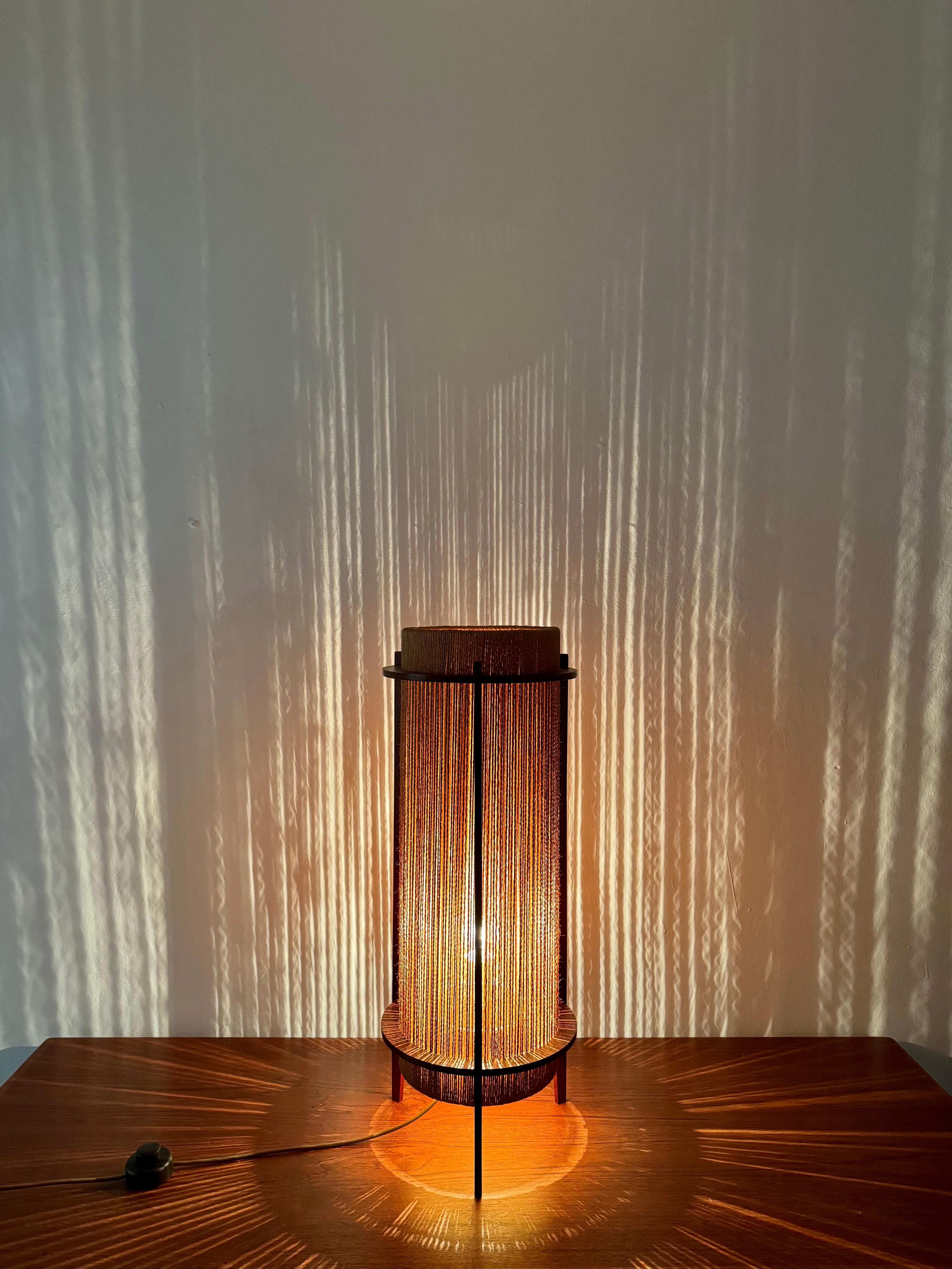 Danish Sisal and Teak Floor or Table Lamp by Ib Fabiansen for Fog and Morup For Sale 6
