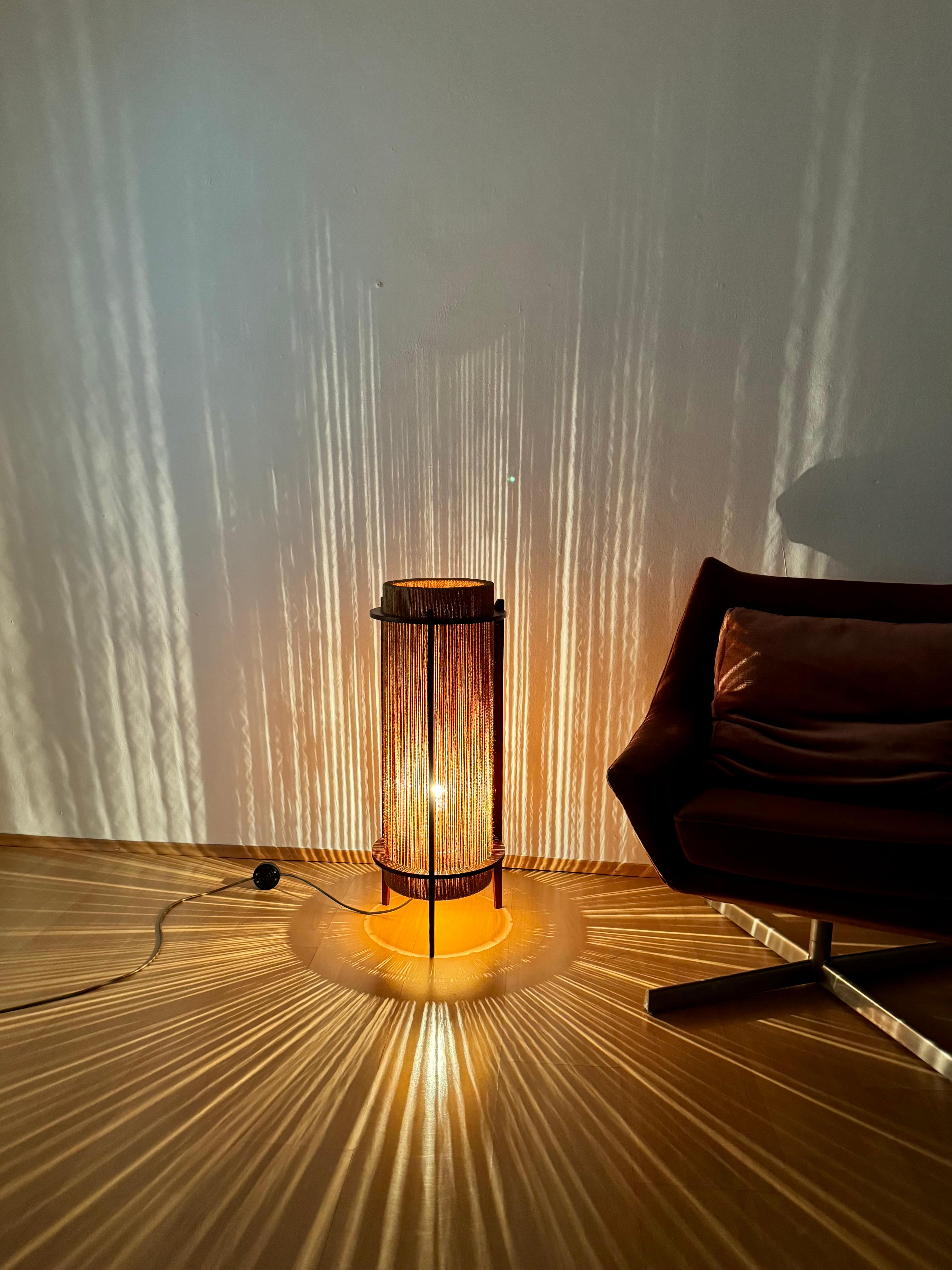 Danish Sisal and Teak Floor or Table Lamp by Ib Fabiansen for Fog and Morup For Sale 9