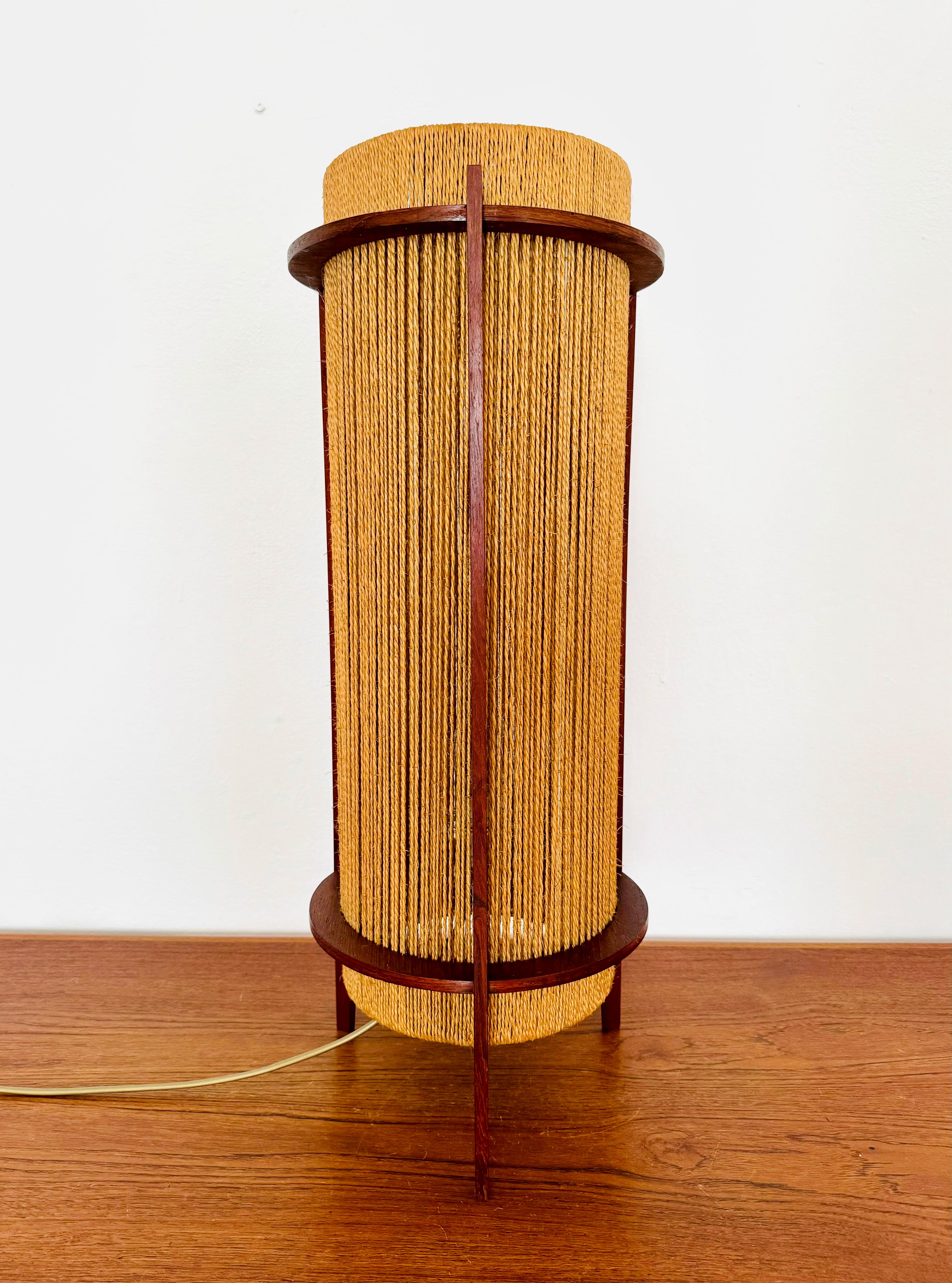 Scandinavian Modern Danish Sisal and Teak Floor or Table Lamp by Ib Fabiansen for Fog and Morup For Sale