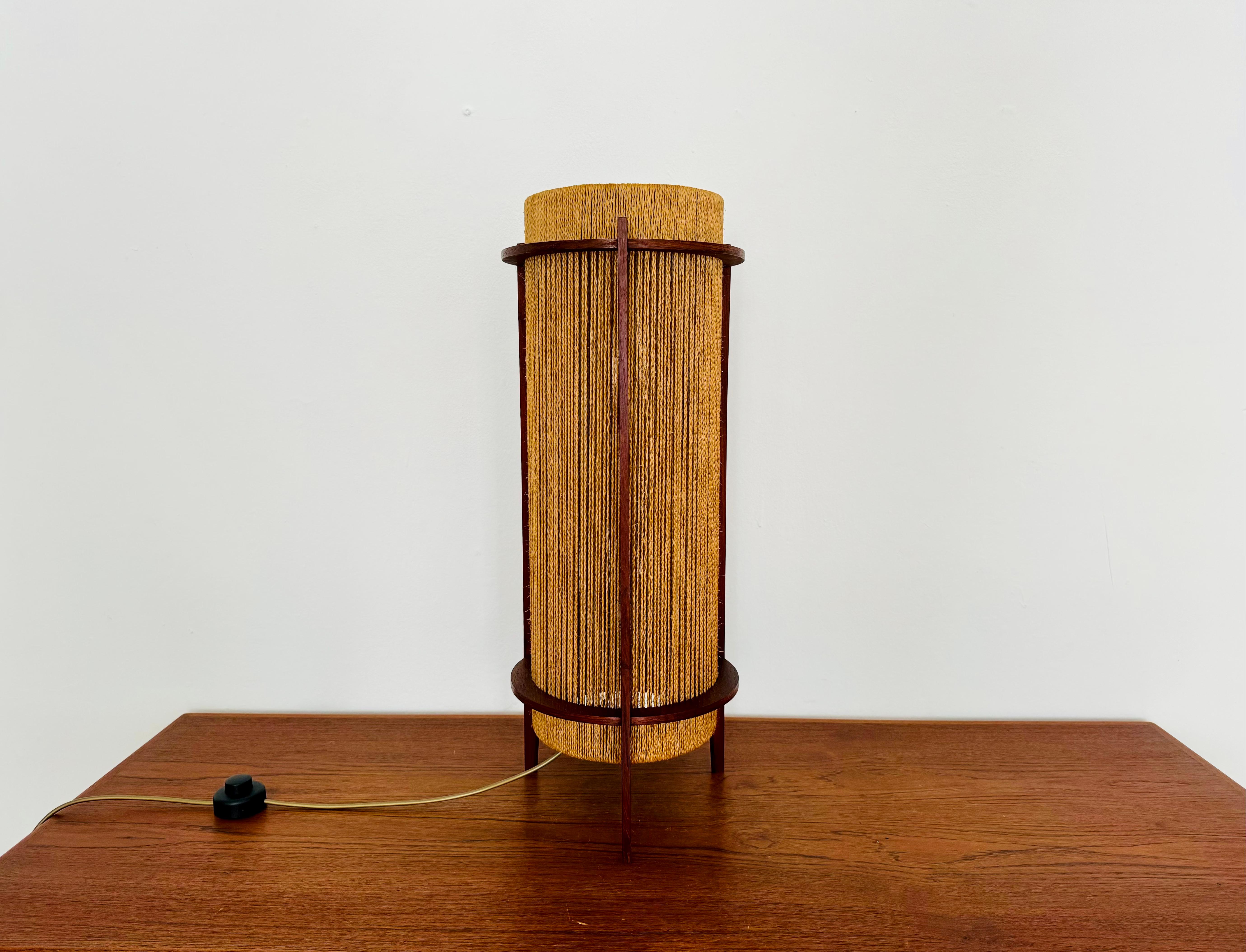 Danish Sisal and Teak Floor or Table Lamp by Ib Fabiansen for Fog and Morup In Good Condition For Sale In München, DE