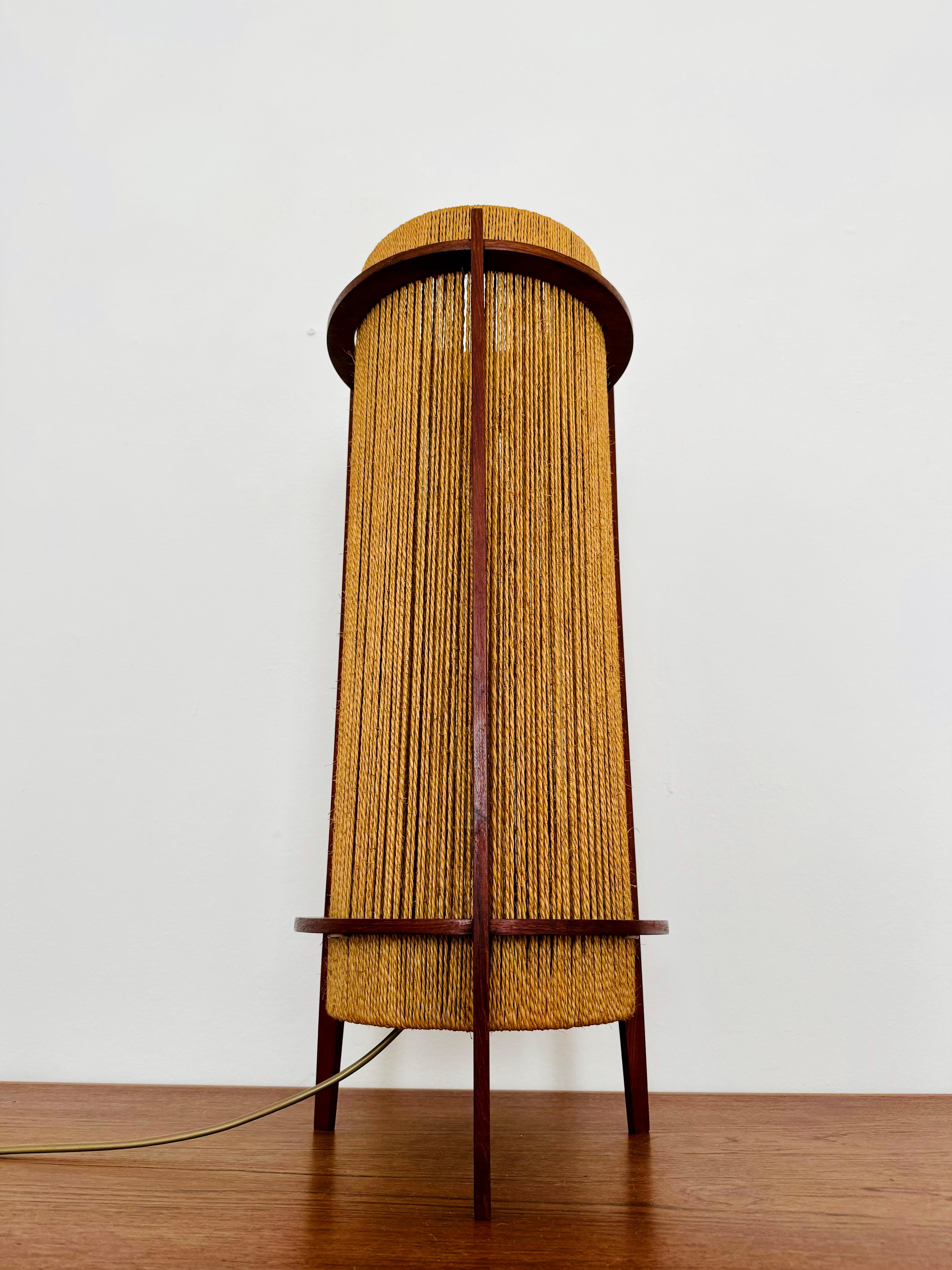 Mid-20th Century Danish Sisal and Teak Floor or Table Lamp by Ib Fabiansen for Fog and Morup For Sale