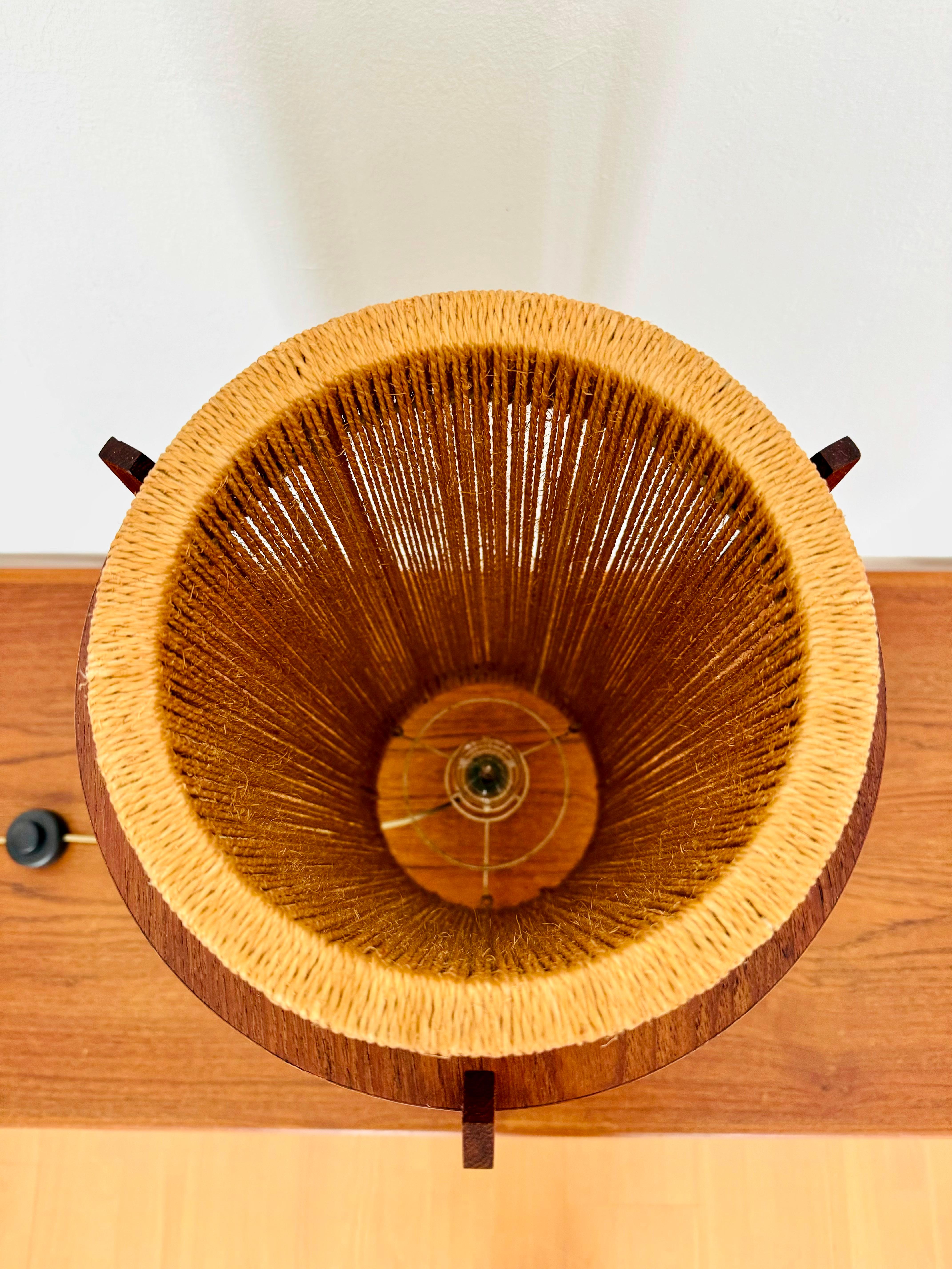 Danish Sisal and Teak Floor or Table Lamp by Ib Fabiansen for Fog and Morup For Sale 1