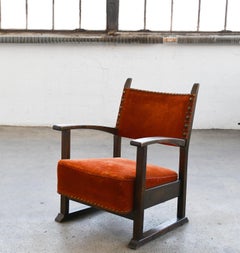 Dänischer Skønvirke-Sessel, gebeizte Eiche, Jugendstil, um 1900