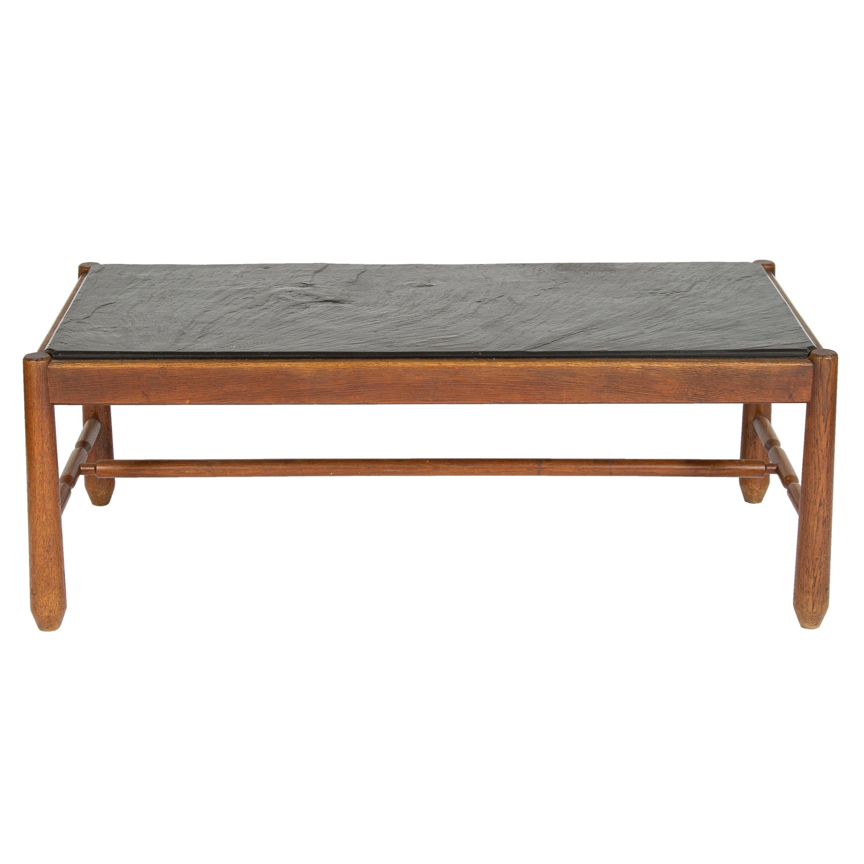 Danish Slate Top Coffee Table, 1960s For Sale