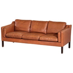 Danish Sofa Børge Mogensen Style Cognac Leather Scandinavian