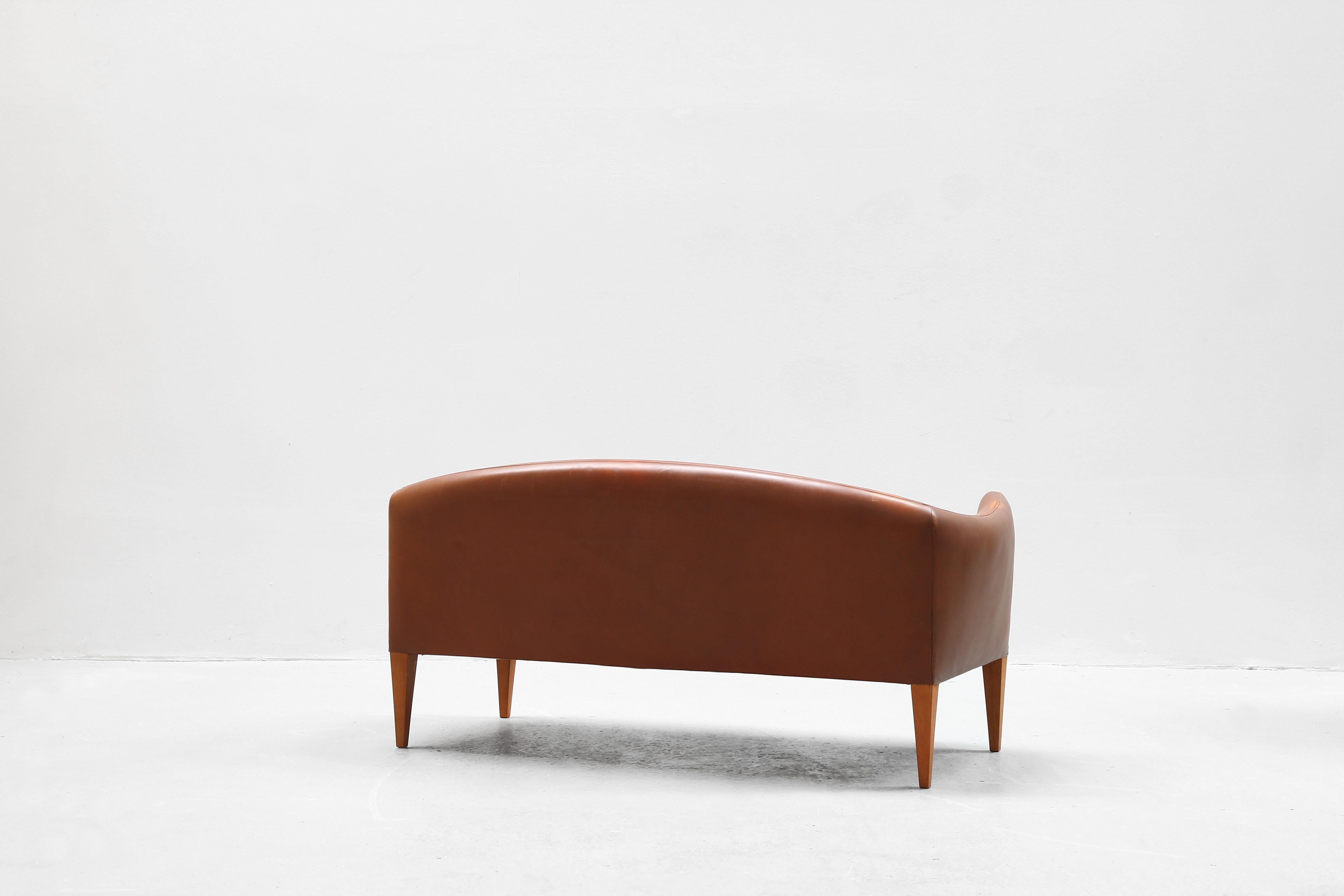 Divano danese di Illum Wikkelsø per Holger Christiansen, Danimarca, anni '60 Pelle In condizioni buone in vendita a Berlin, DE