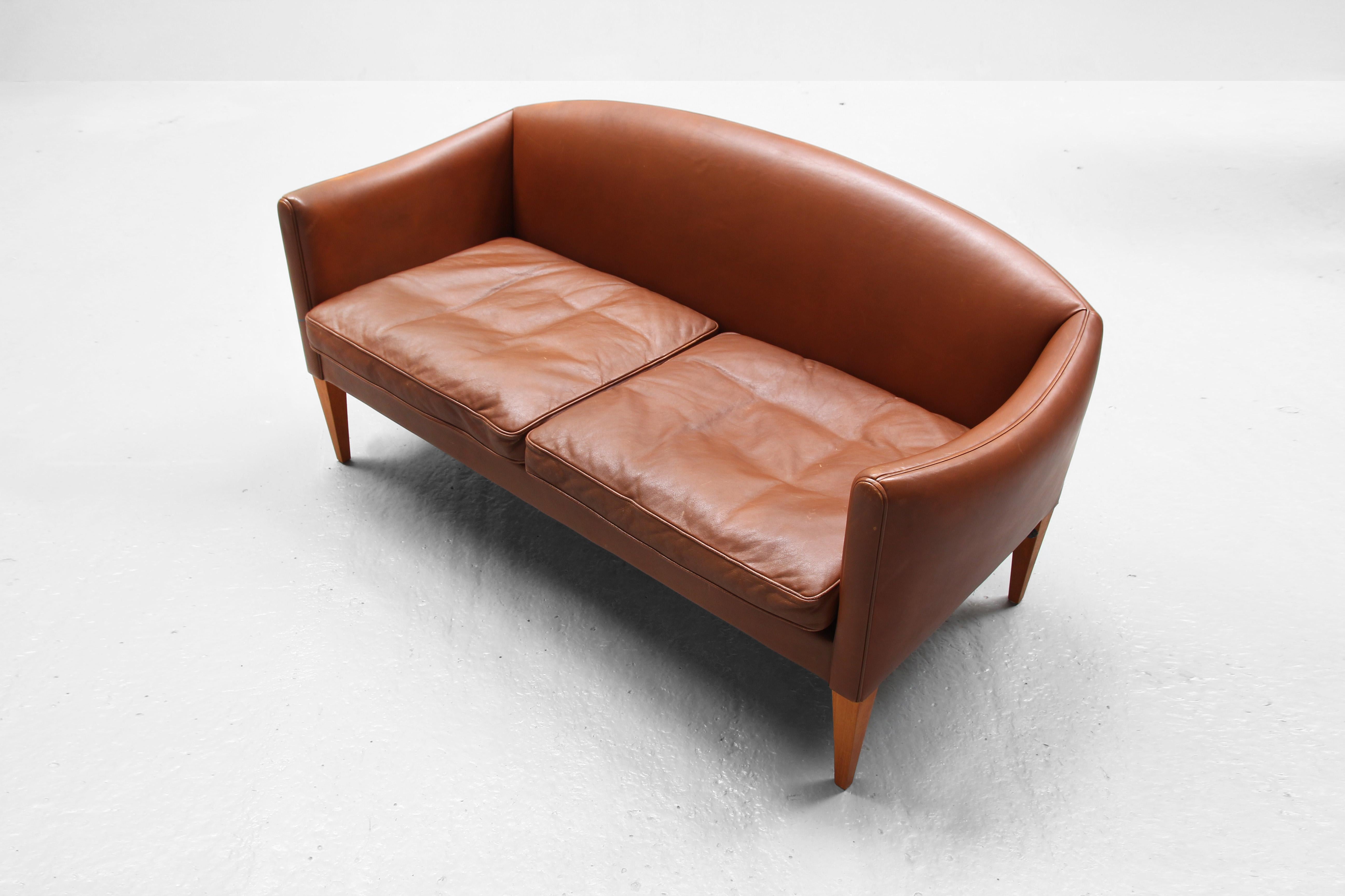 Dänisches Sofa von Illum Wikkelsø für Holger Christiansen, Dänemark, 1960er Jahre Leder im Angebot 3