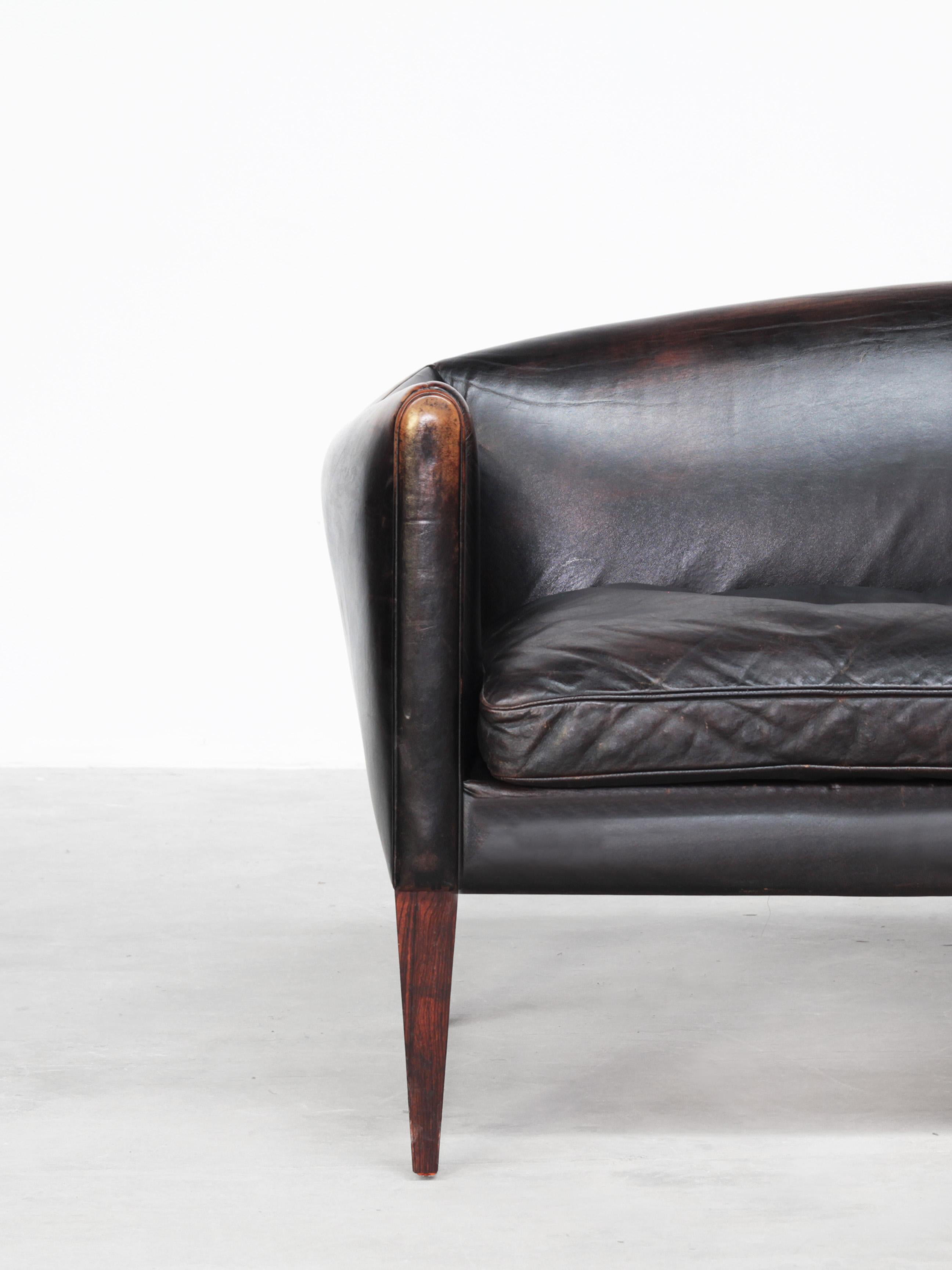 Danish Sofa by Illum Wikkelsø for Holger Christiansen, Denmark, 1960s Leather 1