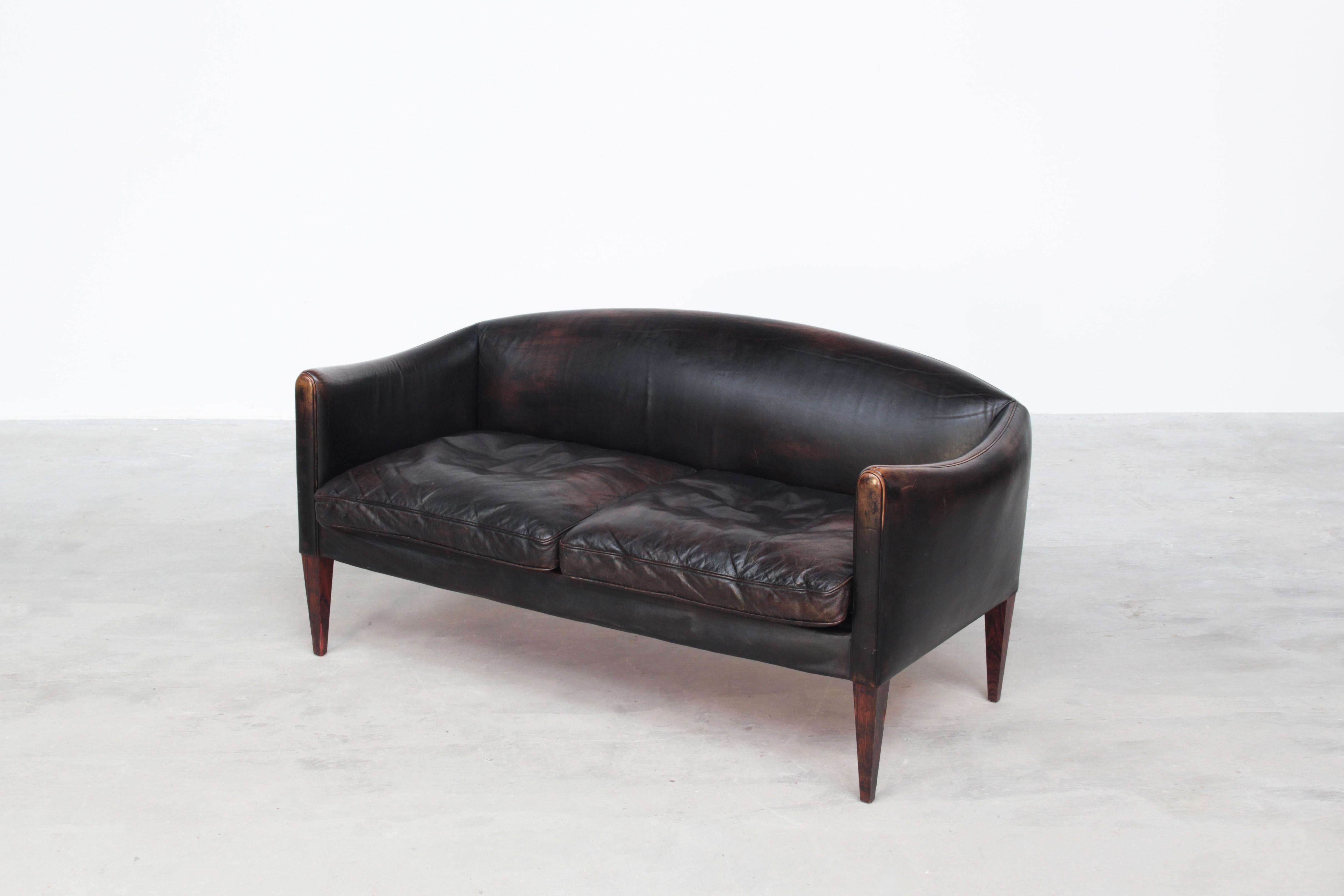 Danish Sofa by Illum Wikkelsø for Holger Christiansen, Denmark, 1960s Leather 5