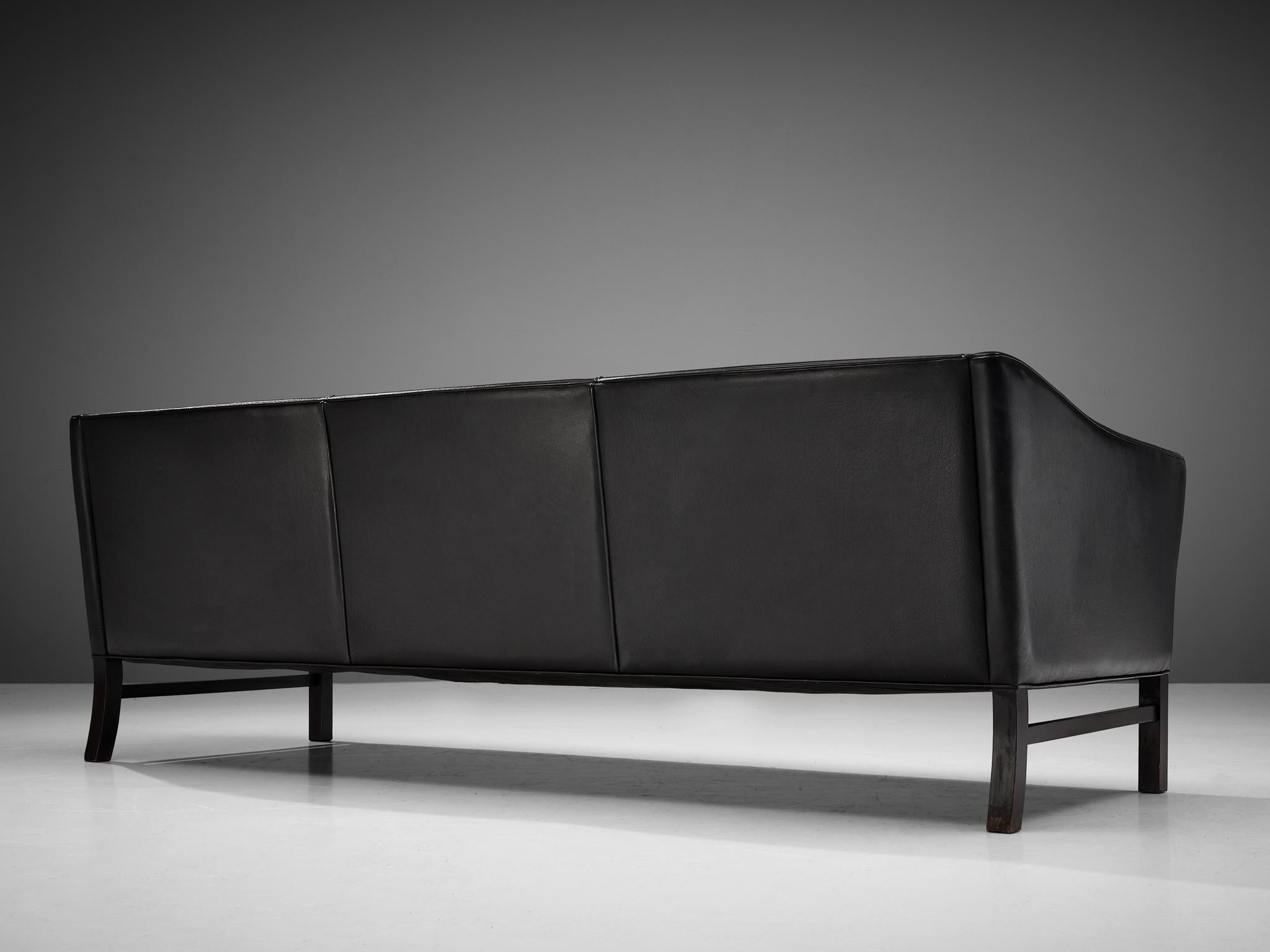 Danish Sofa in Black Leather 1