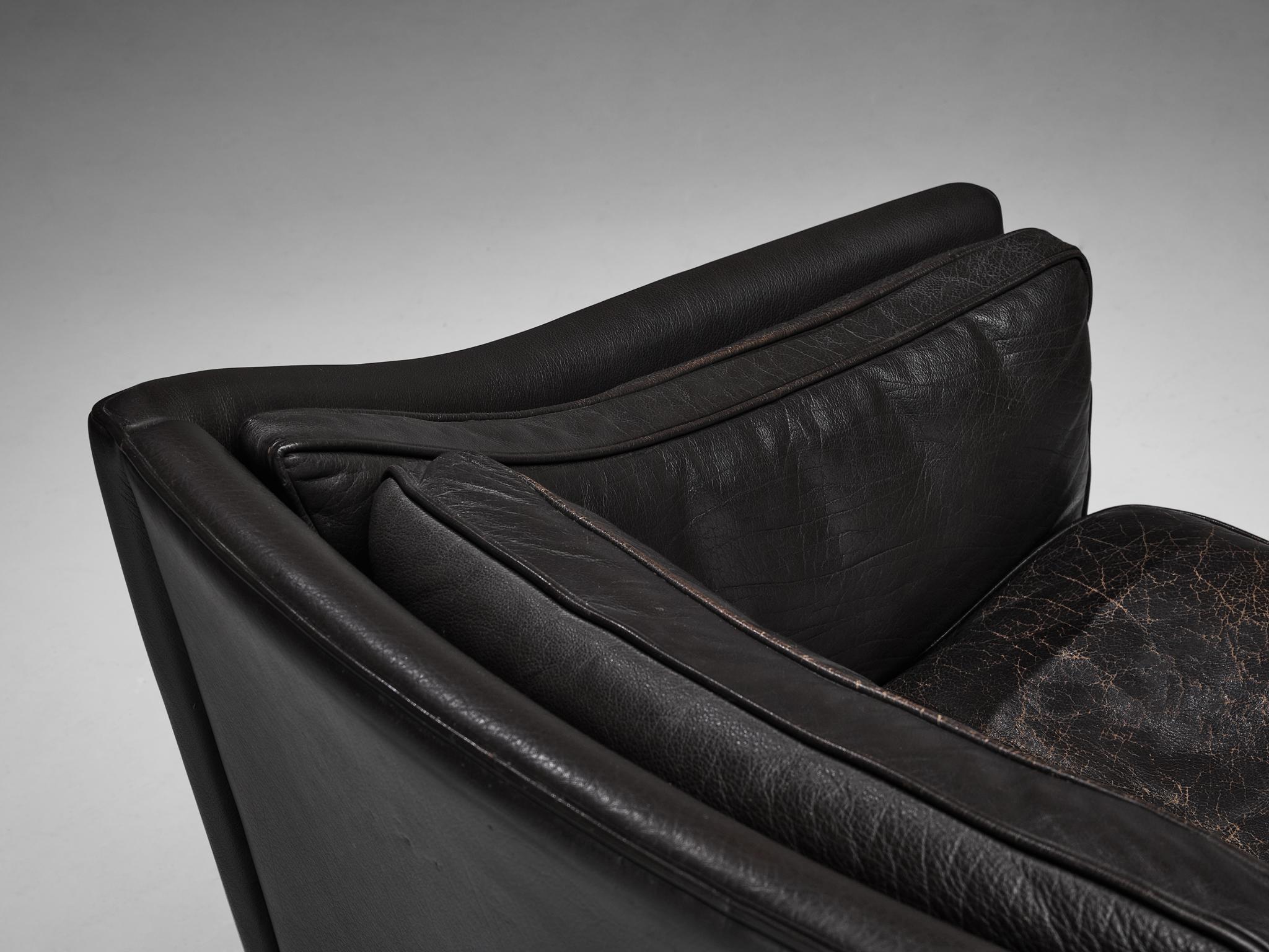 Danish Sofa in Black Leather 2