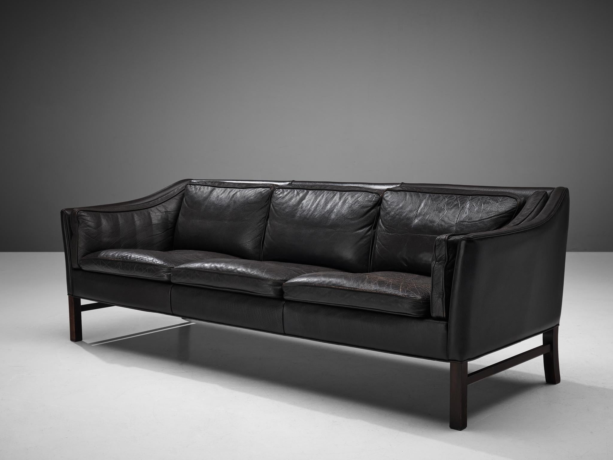 Danish Sofa in Black Leather 3