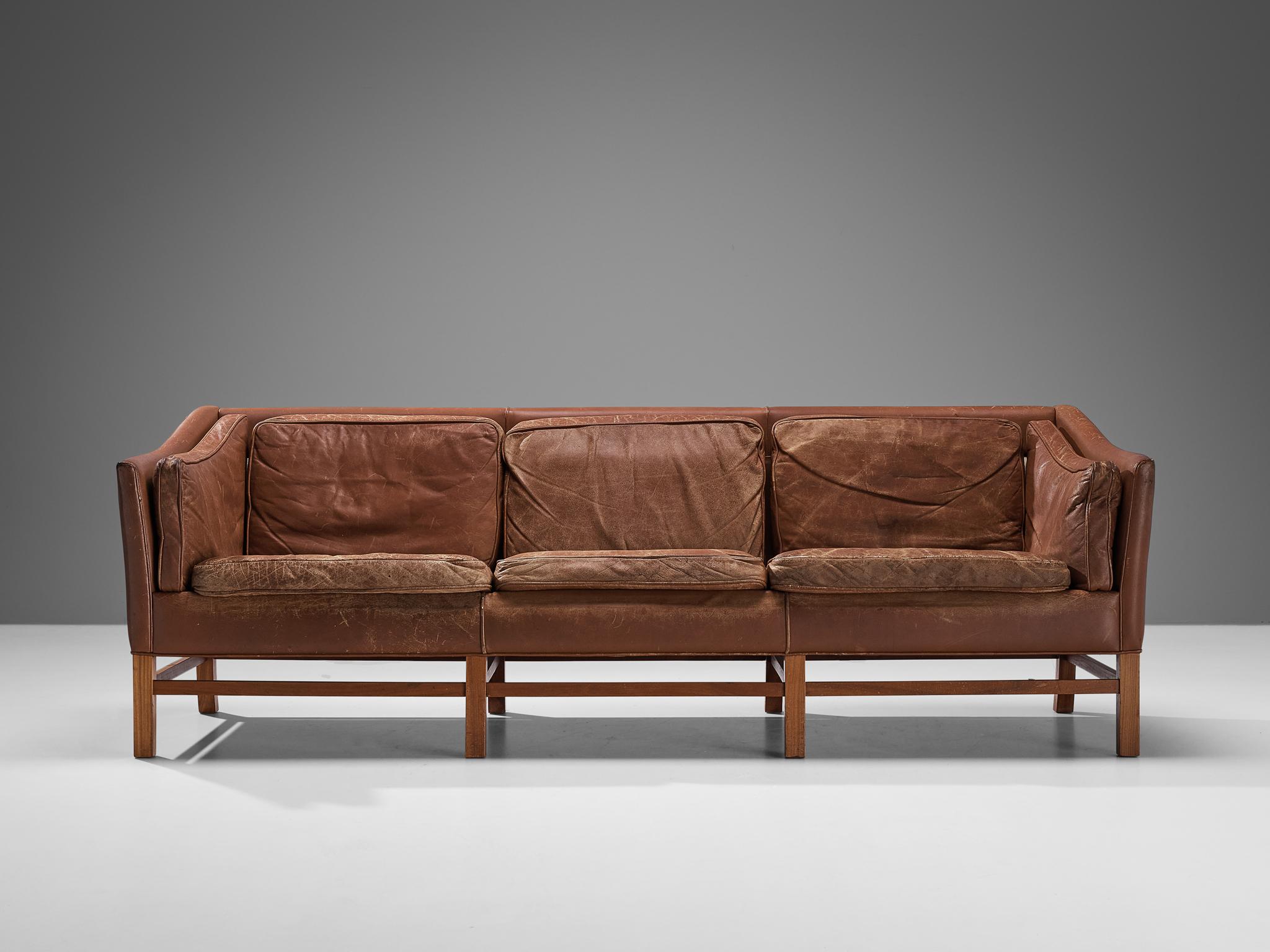 mahogany leather couch