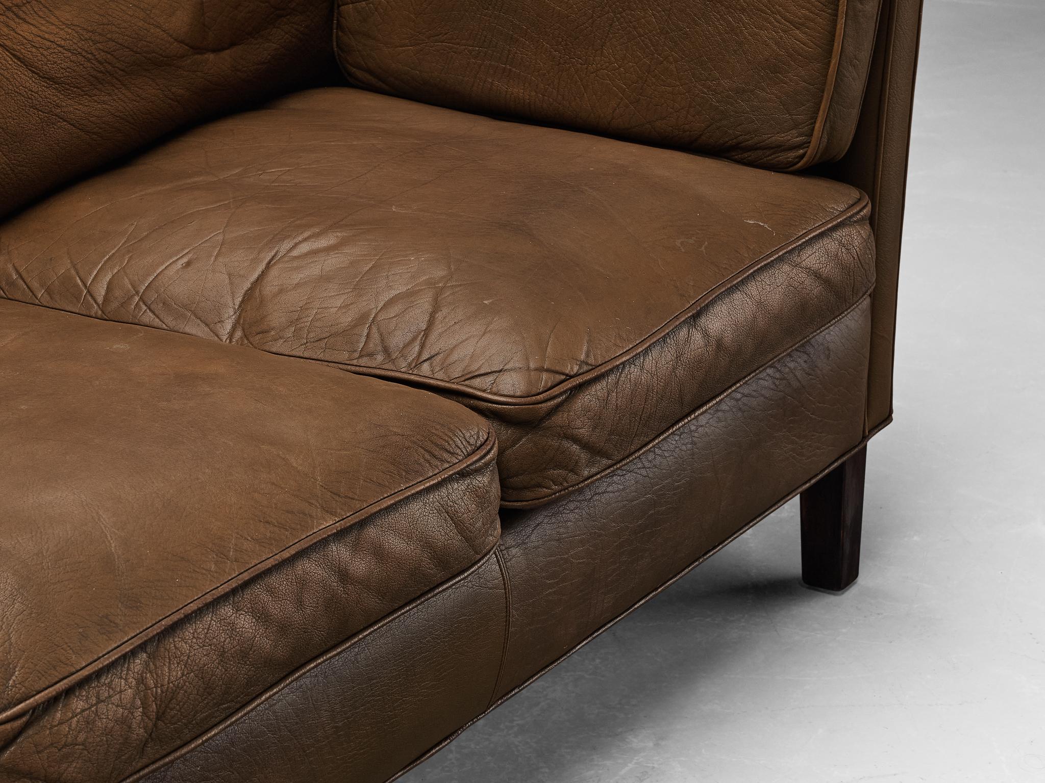 Dänisches Sofa aus braunem Leder  im Angebot 5