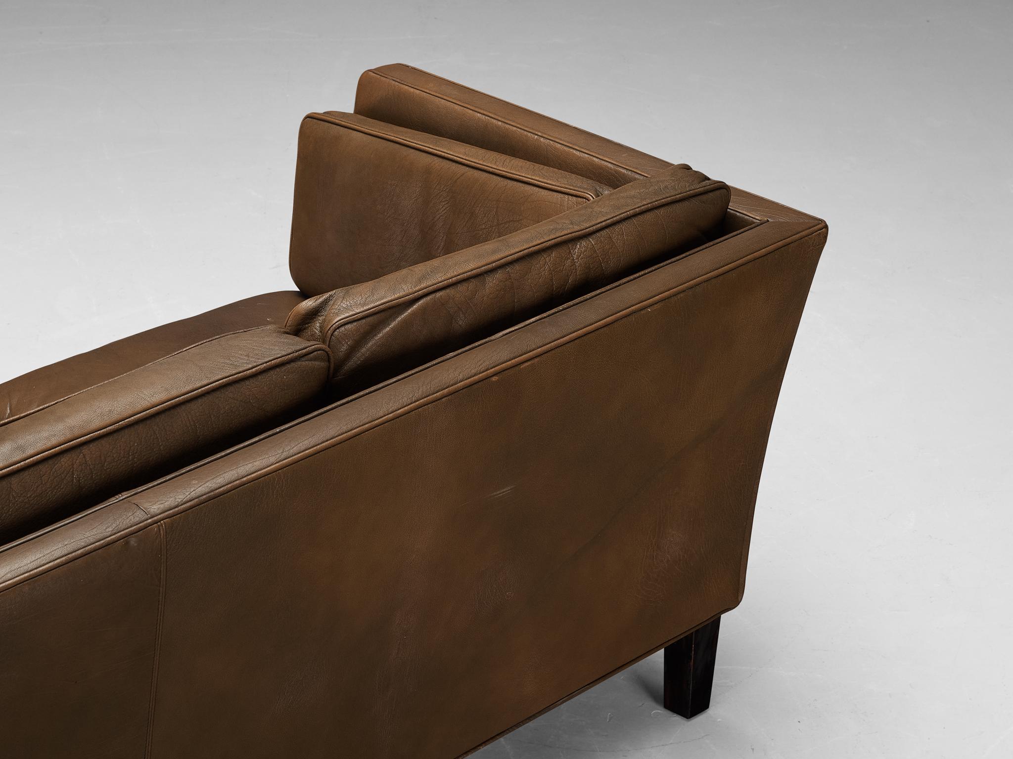 Dänisches Sofa aus braunem Leder  im Angebot 4
