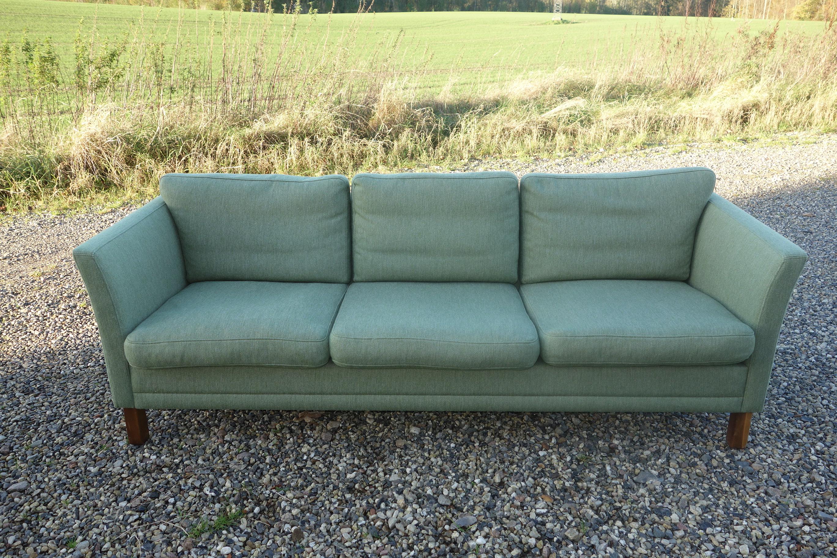 Danish sofa in Classic Børge Mogensen, Kaare Klint style. High quality hallingdal wool and down filling. Close to mint condition.