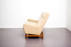 Danish Sofa in Cream Color Fabric and Teak Frame, 1960