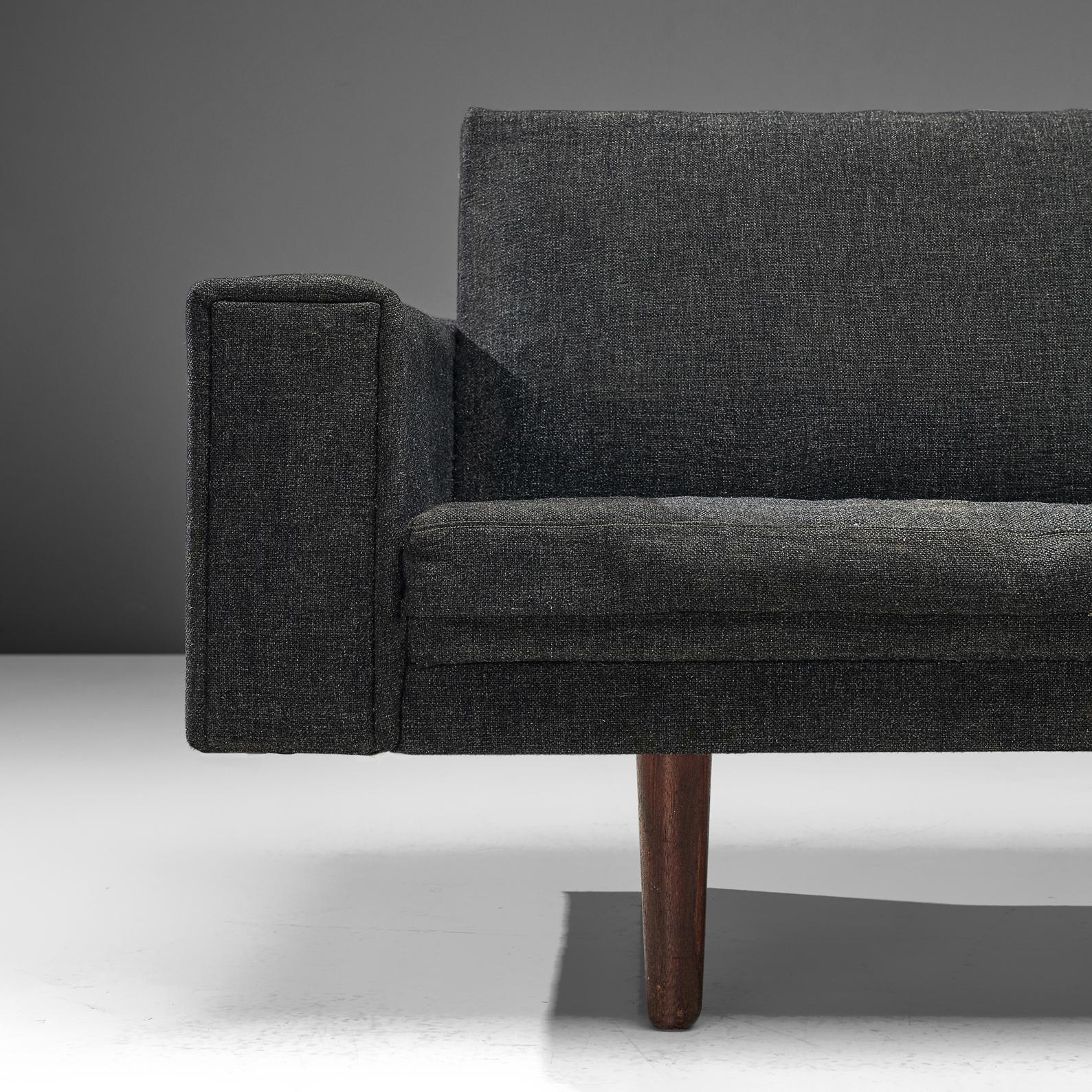 Scandinavian Modern Danish Sofa in Dark Grey Upholstery For Sale