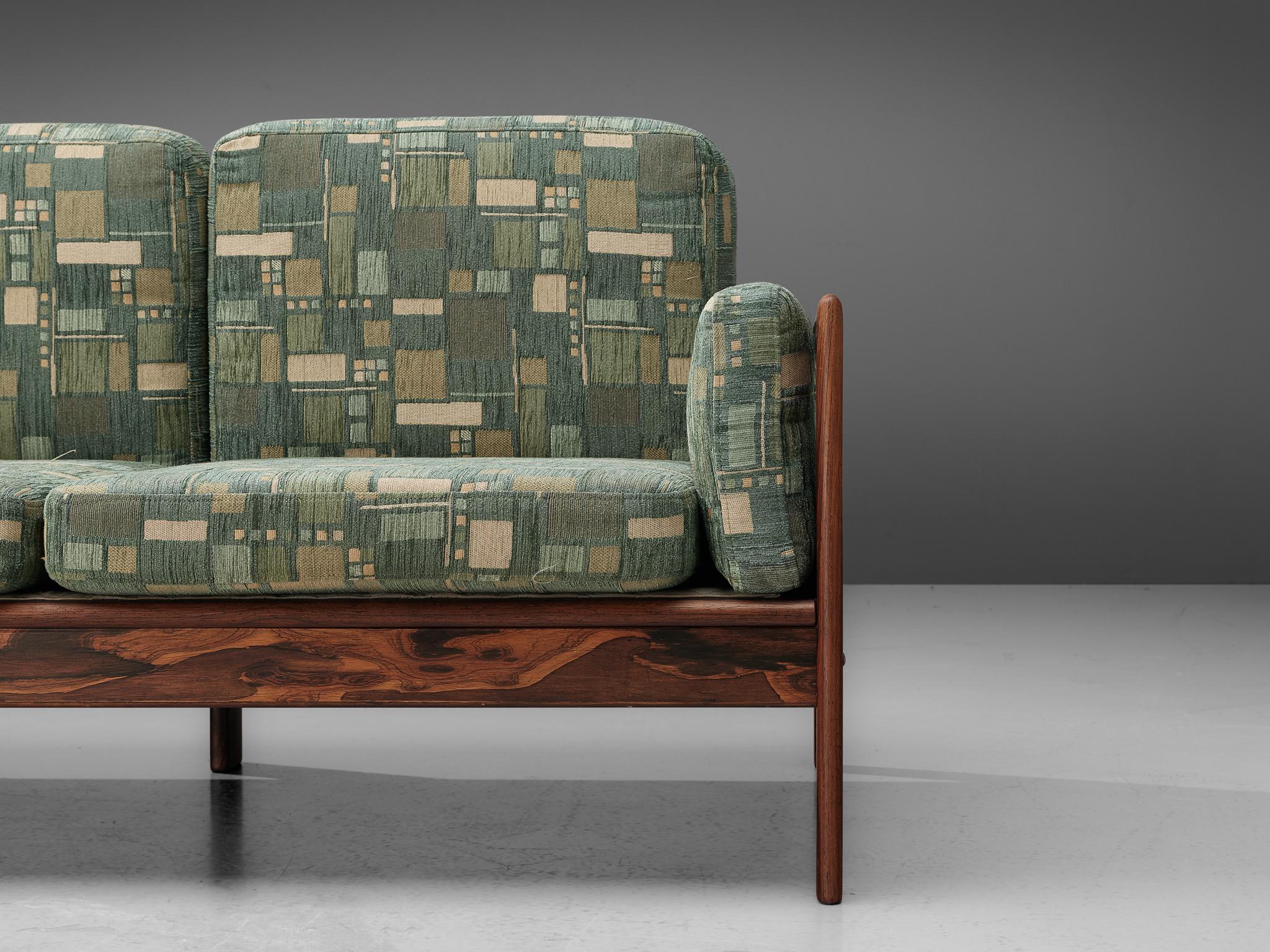 Danish Sofa in Green Patterned Upholstery 1