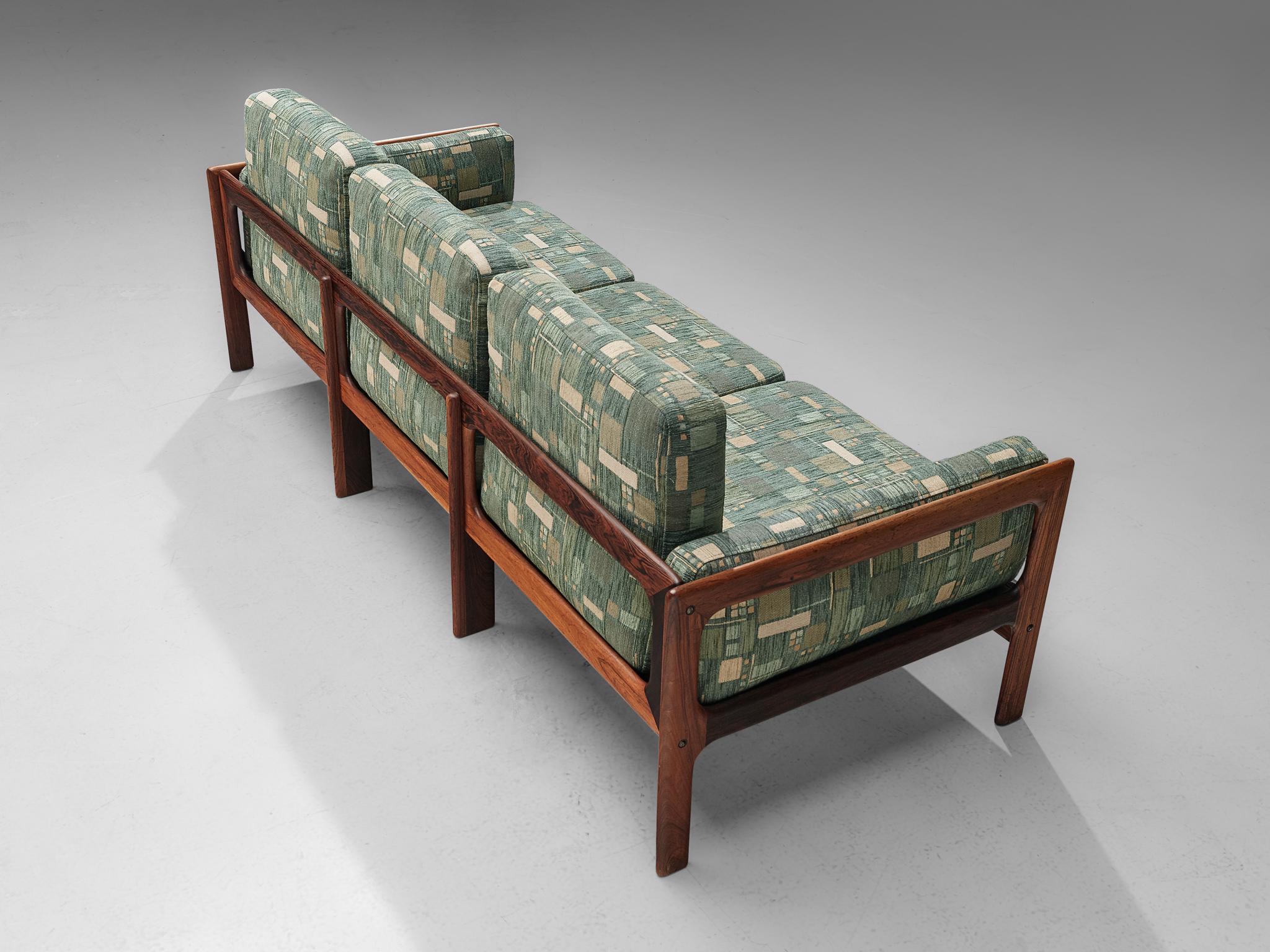 Mid-20th Century Danish Sofa in Green Patterned Upholstery