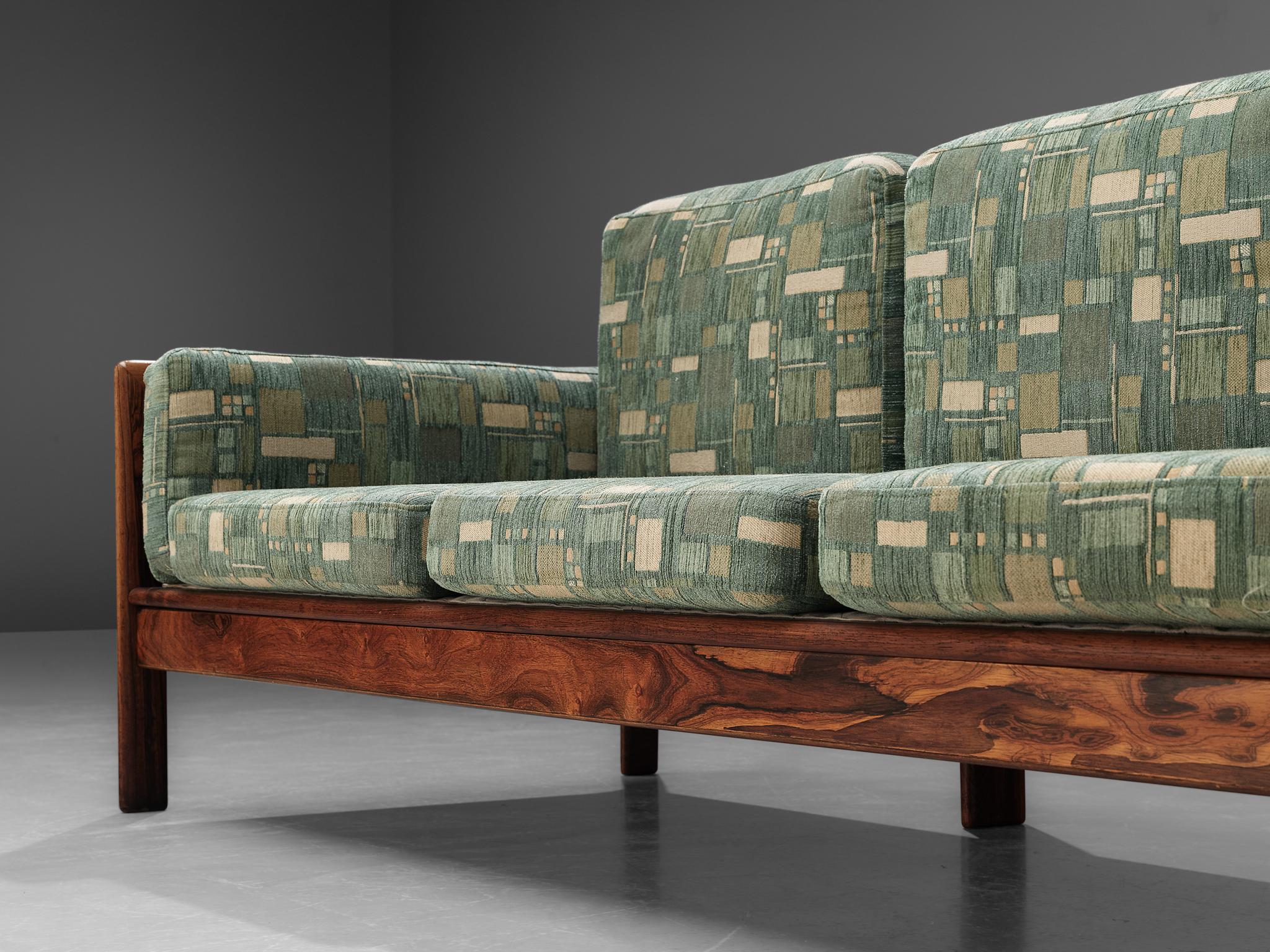 Fabric Danish Sofa in Green Patterned Upholstery