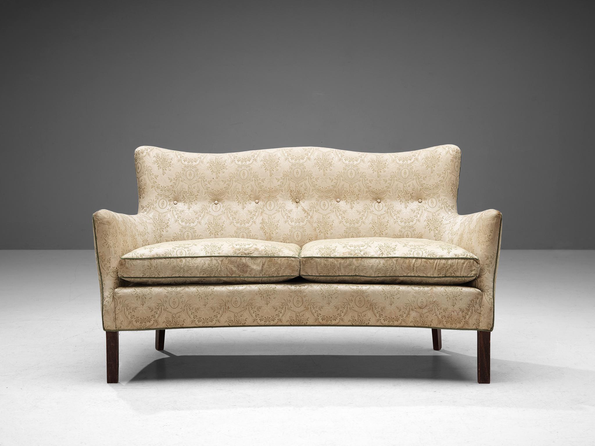 Scandinavian Modern Danish Sofa in Off-White Decorative Upholstery  For Sale