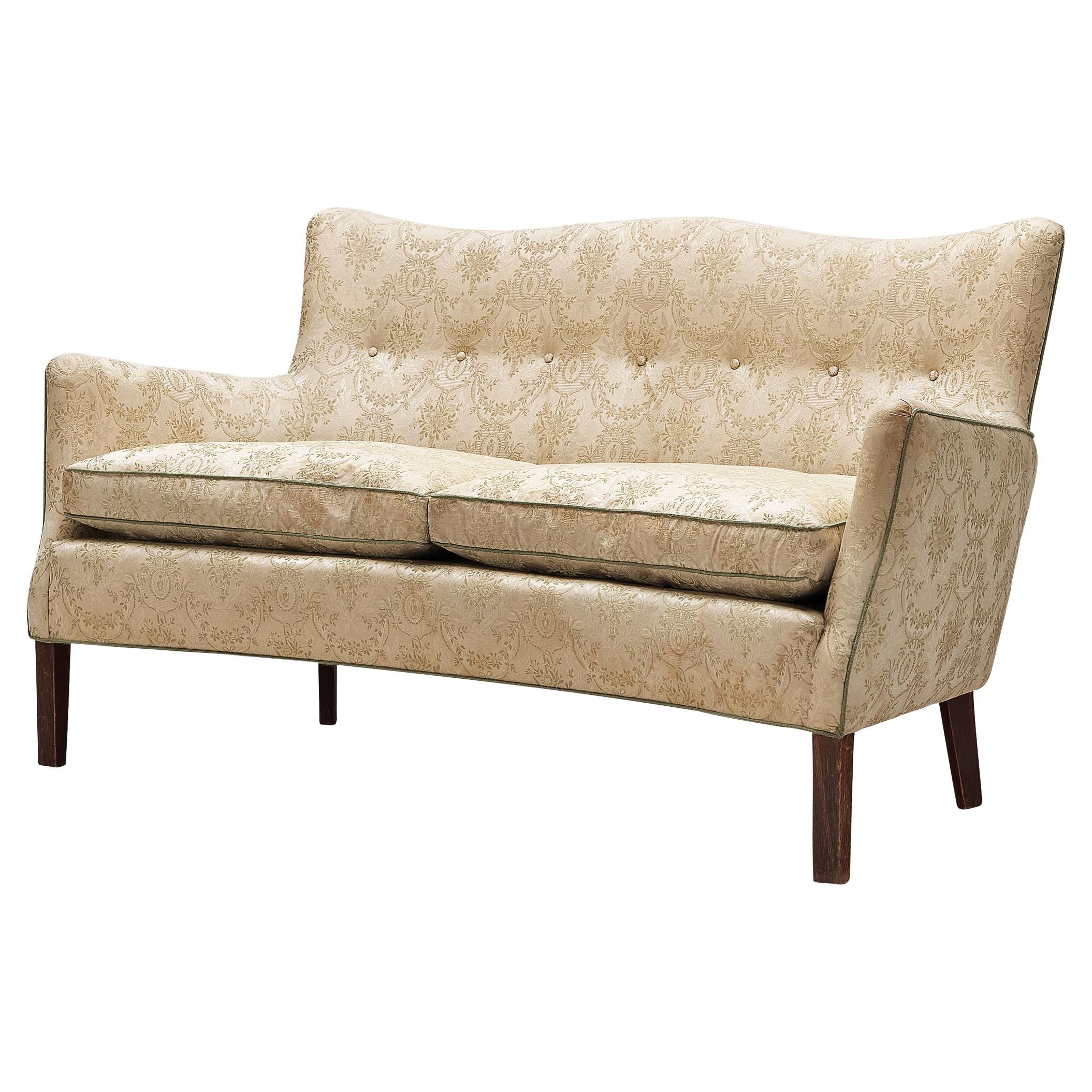 Danish Sofa in Off-White Decorative Upholstery 