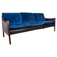 Used Danish Sofa in Rosewood, Leather and Fabric by Torbjorn Afdal for Bruksbo 1960