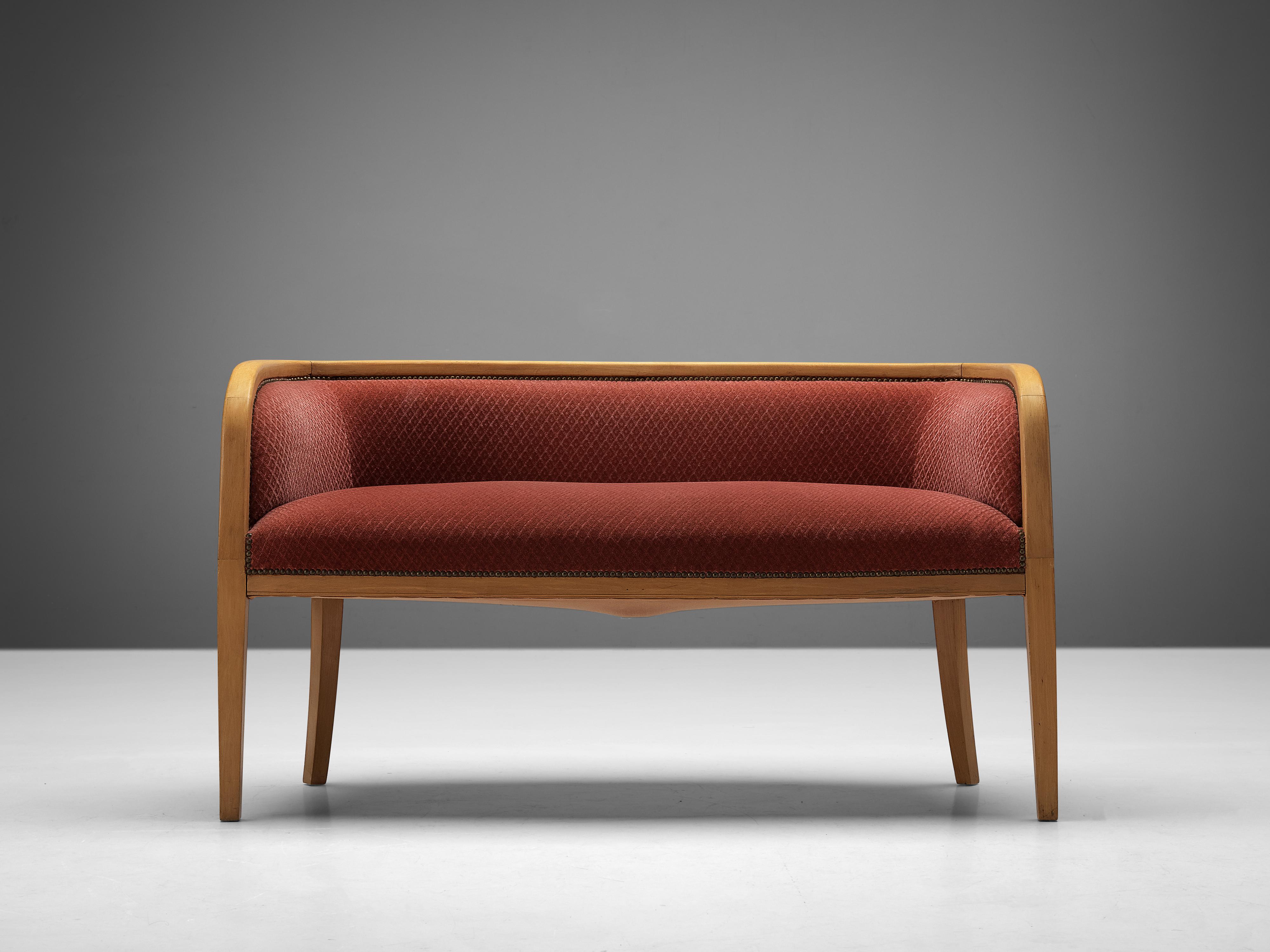 Dänisches Sofa aus strukturiertem Stoff in Weichrosa im Zustand „Gut“ im Angebot in Waalwijk, NL