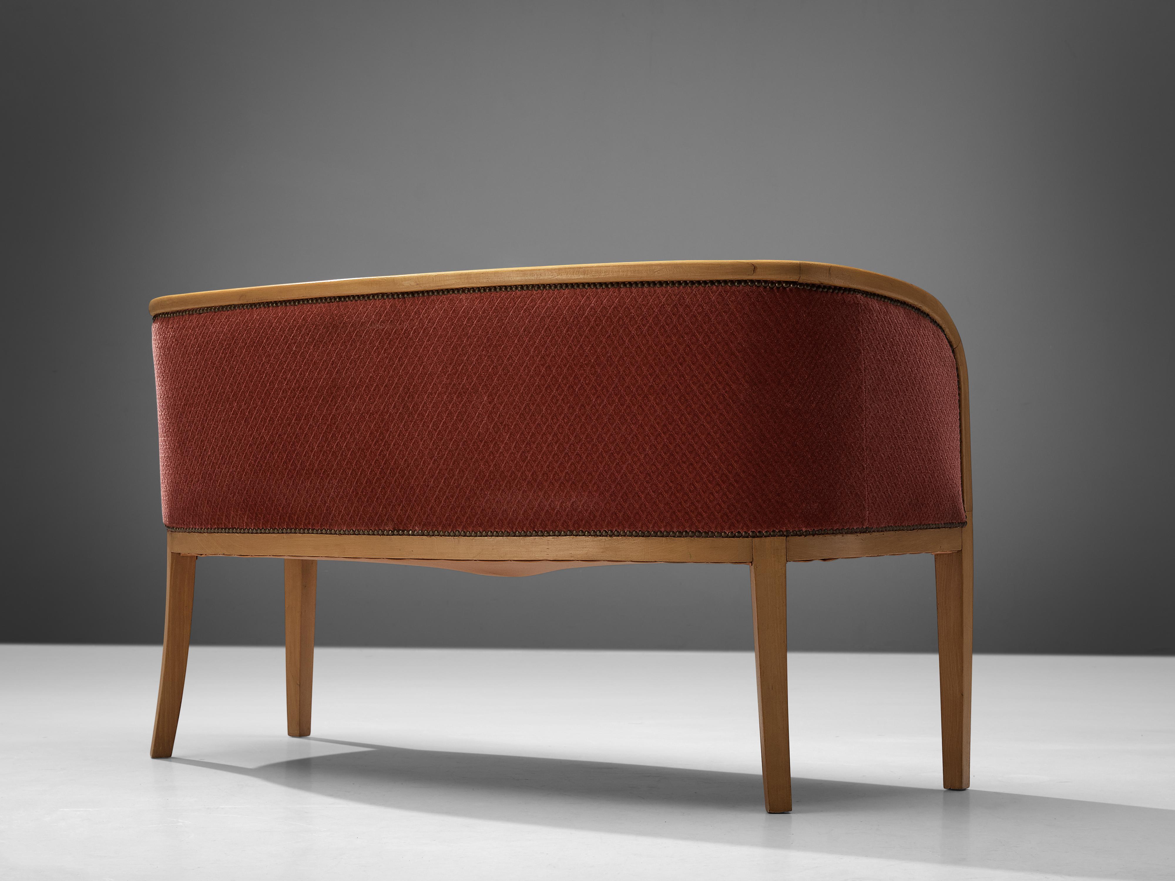 Dänisches Sofa aus strukturiertem Stoff in Weichrosa (Messing) im Angebot