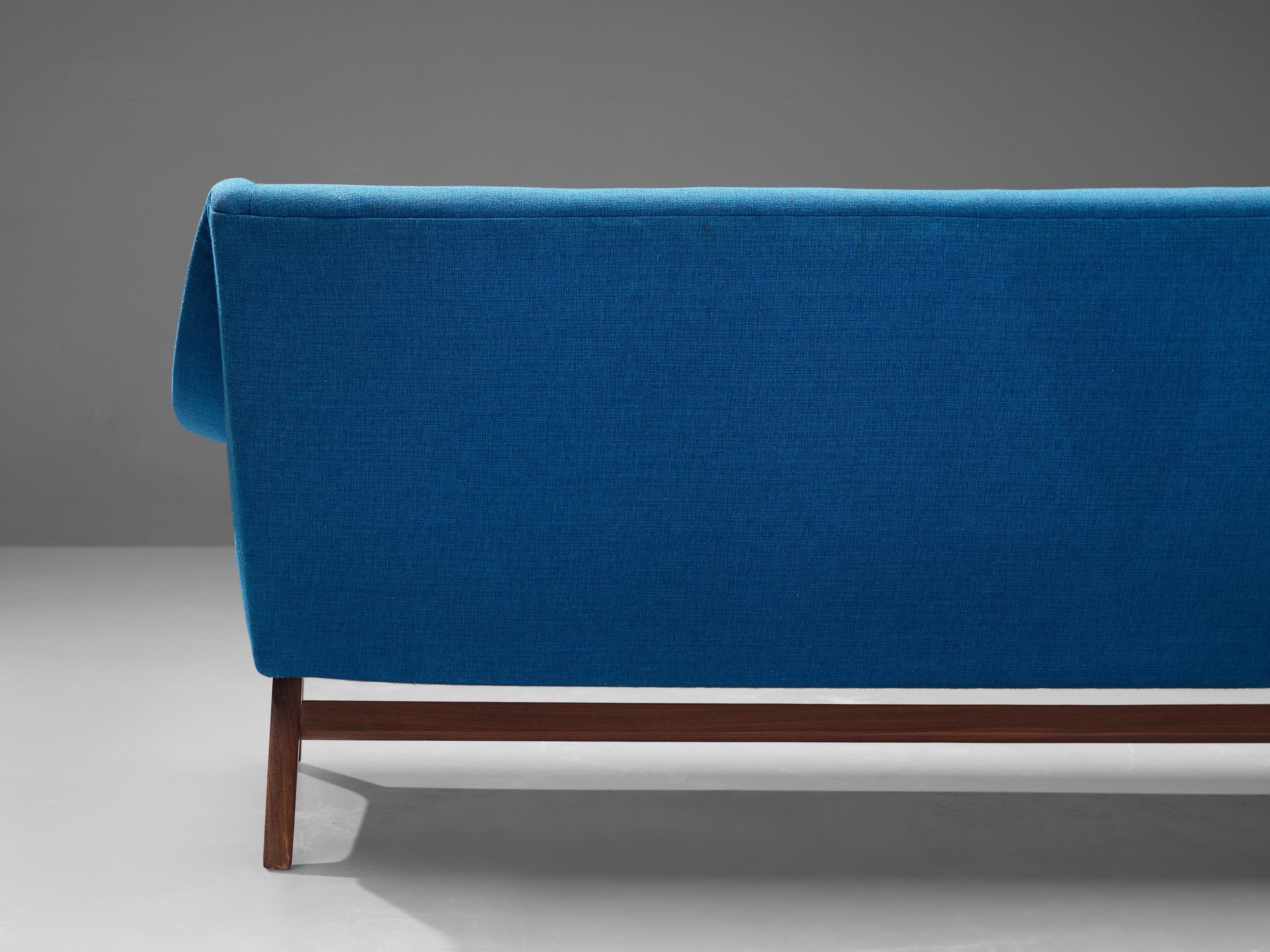 Danish Sofa in Teak and Blue Upholstery For Sale 2