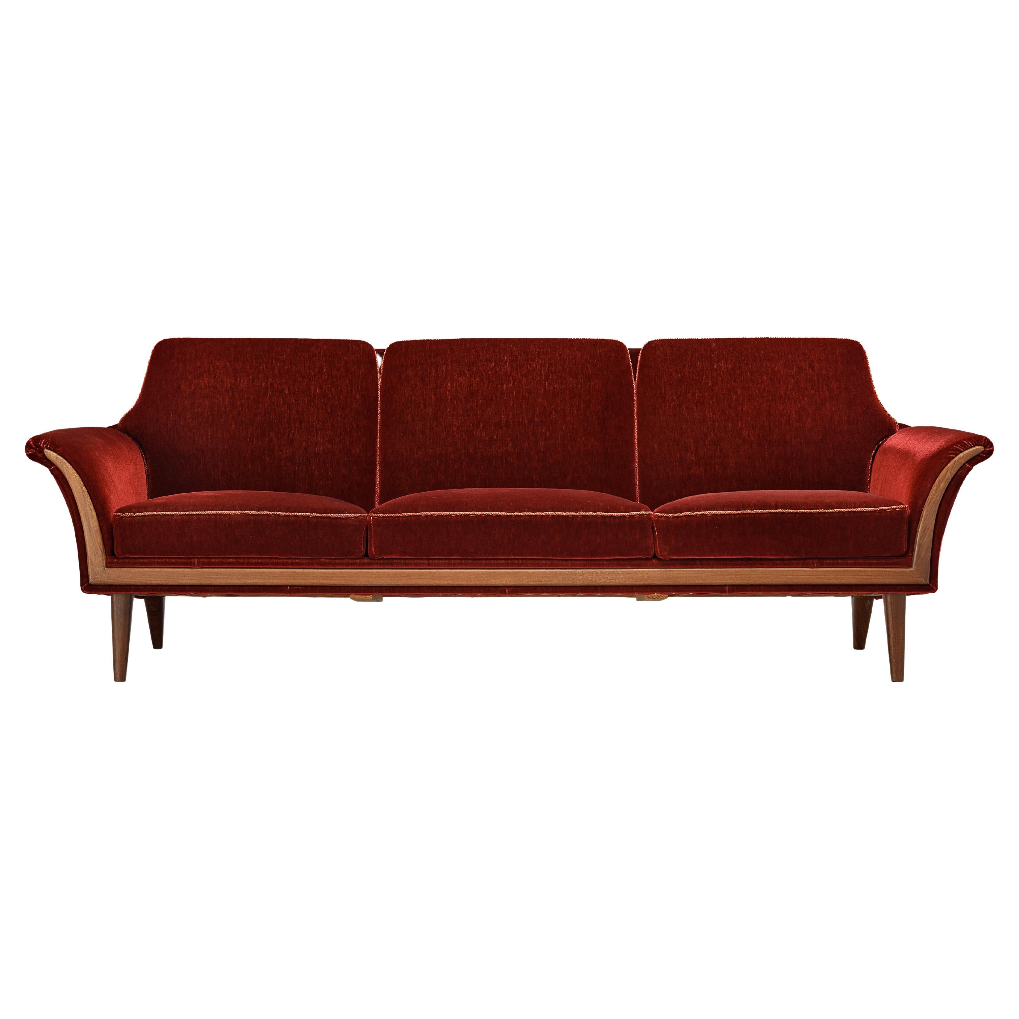 Jimi Sofa in Blue and Red Velvet and Upholstery For Sale at 1stDibs